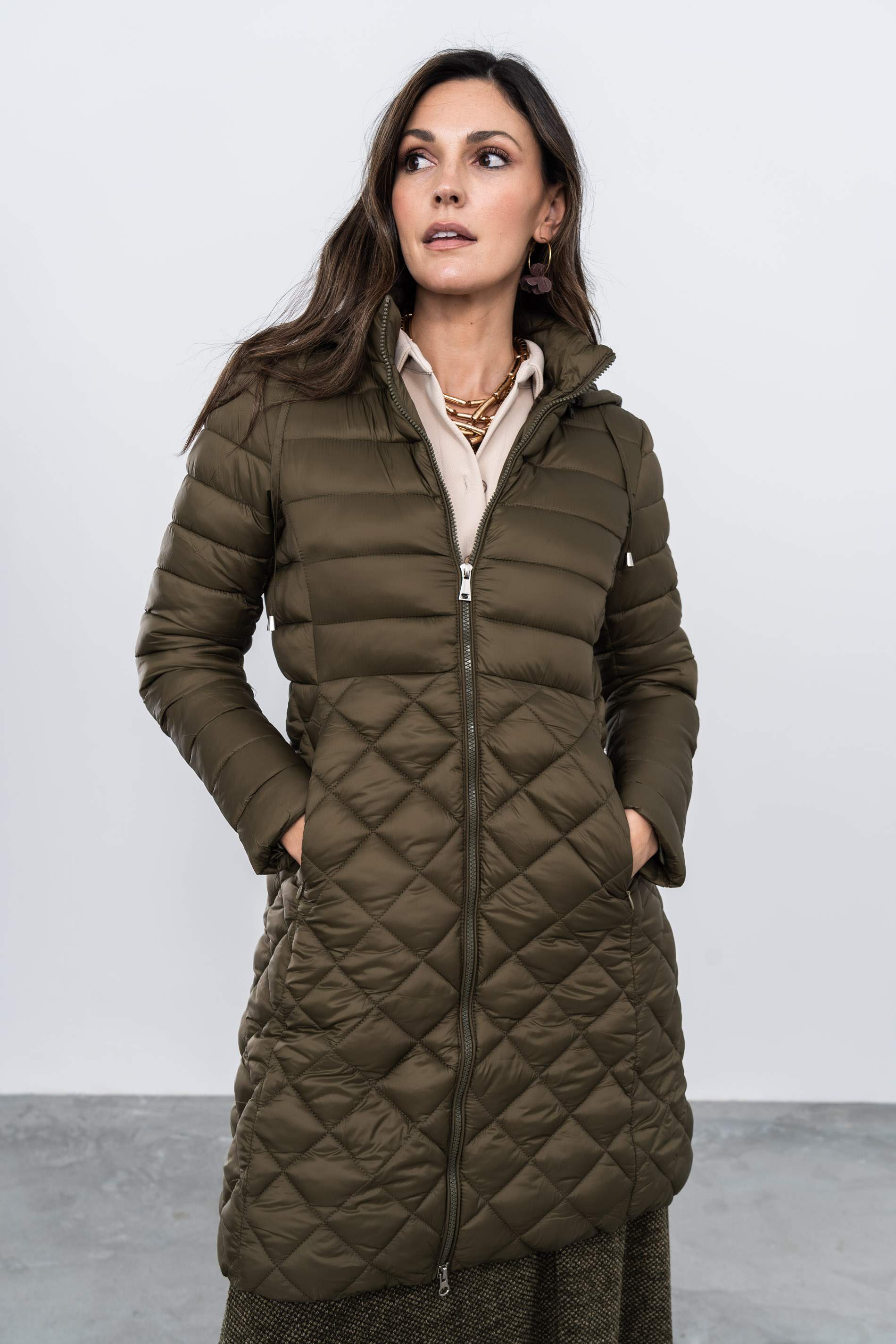 PARKA PESPUNTE COMBINADO CÁLIDA VERDE