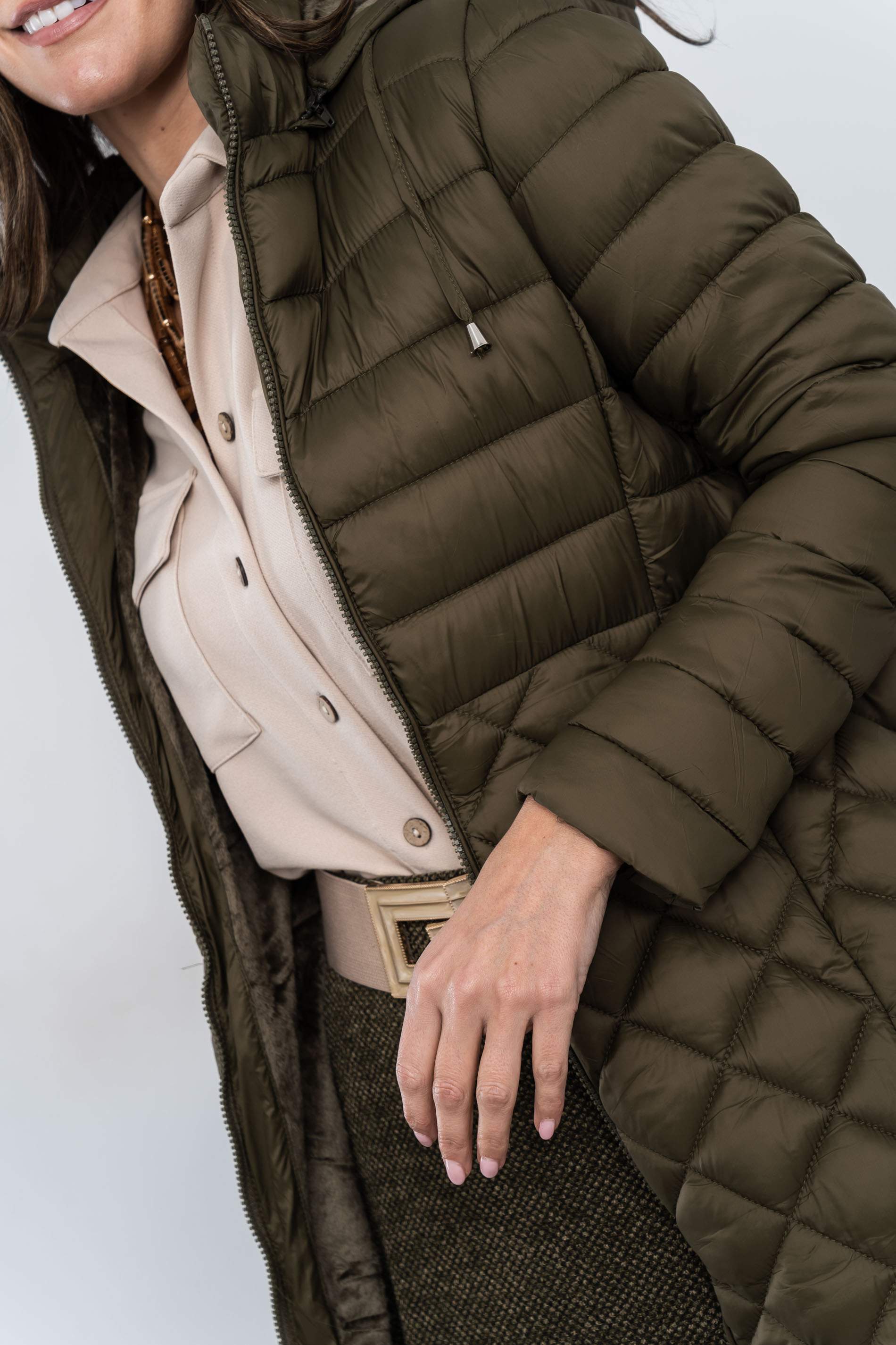 PARKA PESPUNTE COMBINADO CÁLIDA VERDE