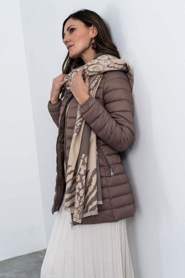 PARKA ACOLCHADA CAPUCHA TAUPE