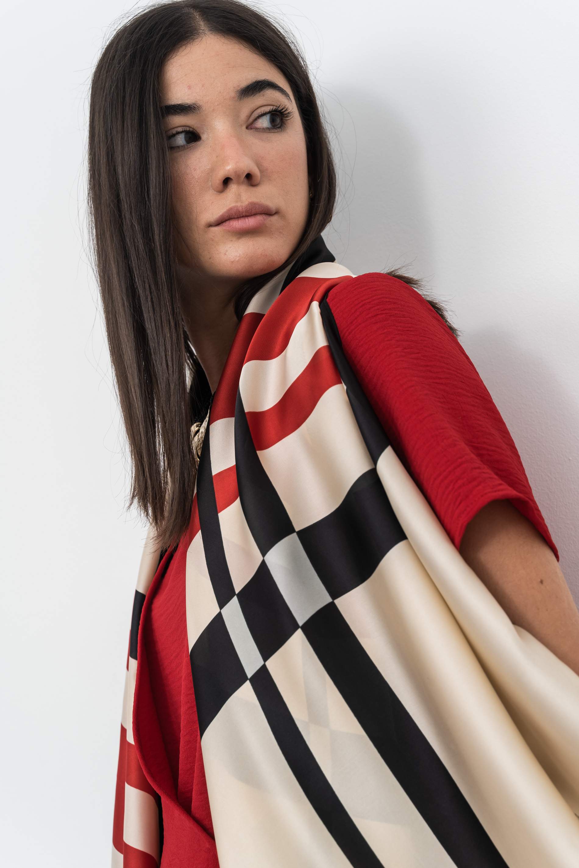 FOULARD EFECTO SEDA CUADROS