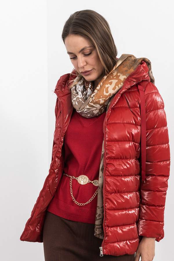 FOULARD BLOQUES ESTAMPADO MARRÓN