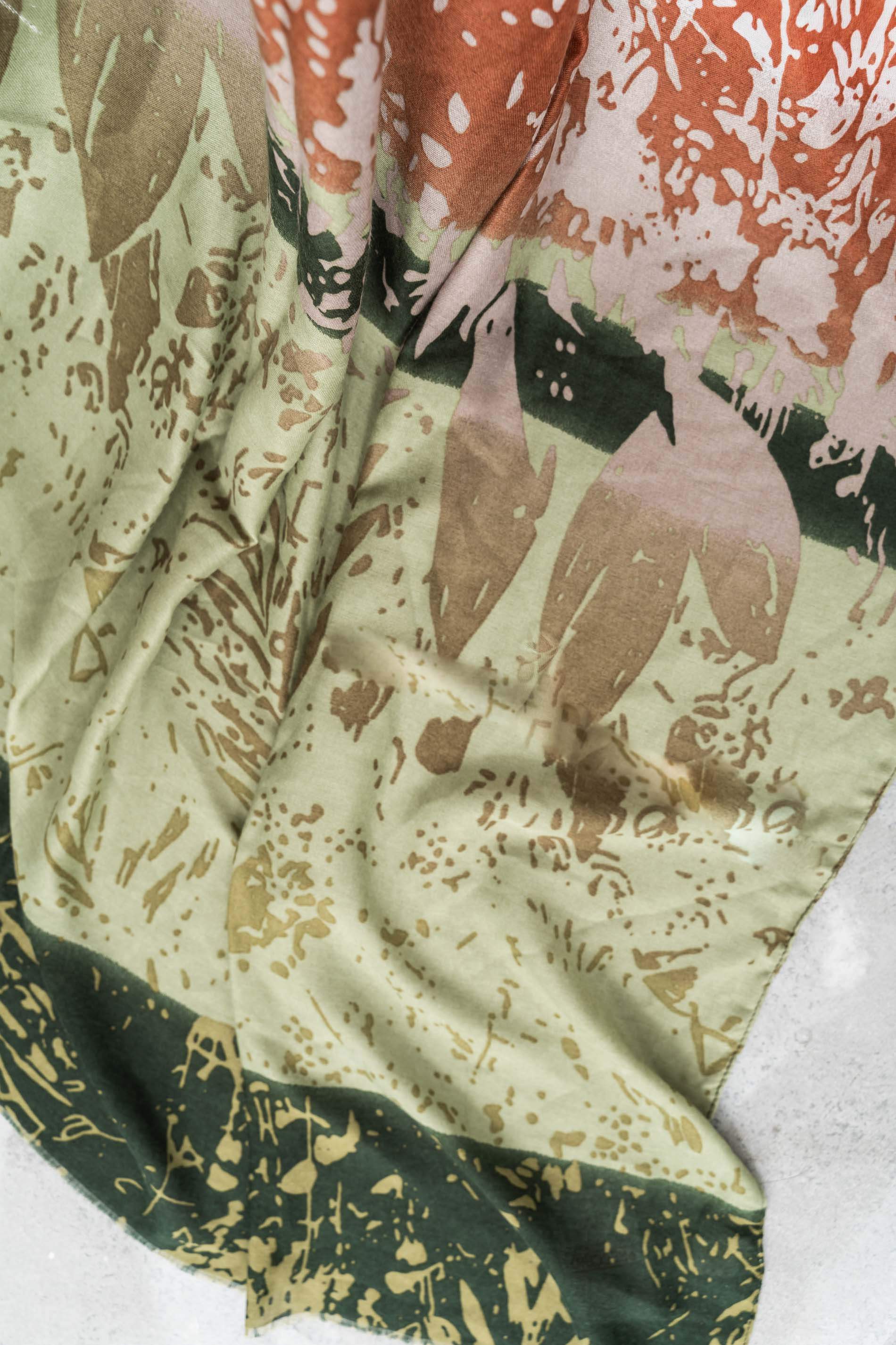 FOULARD BLOQUES ESTAMPADO VERDE