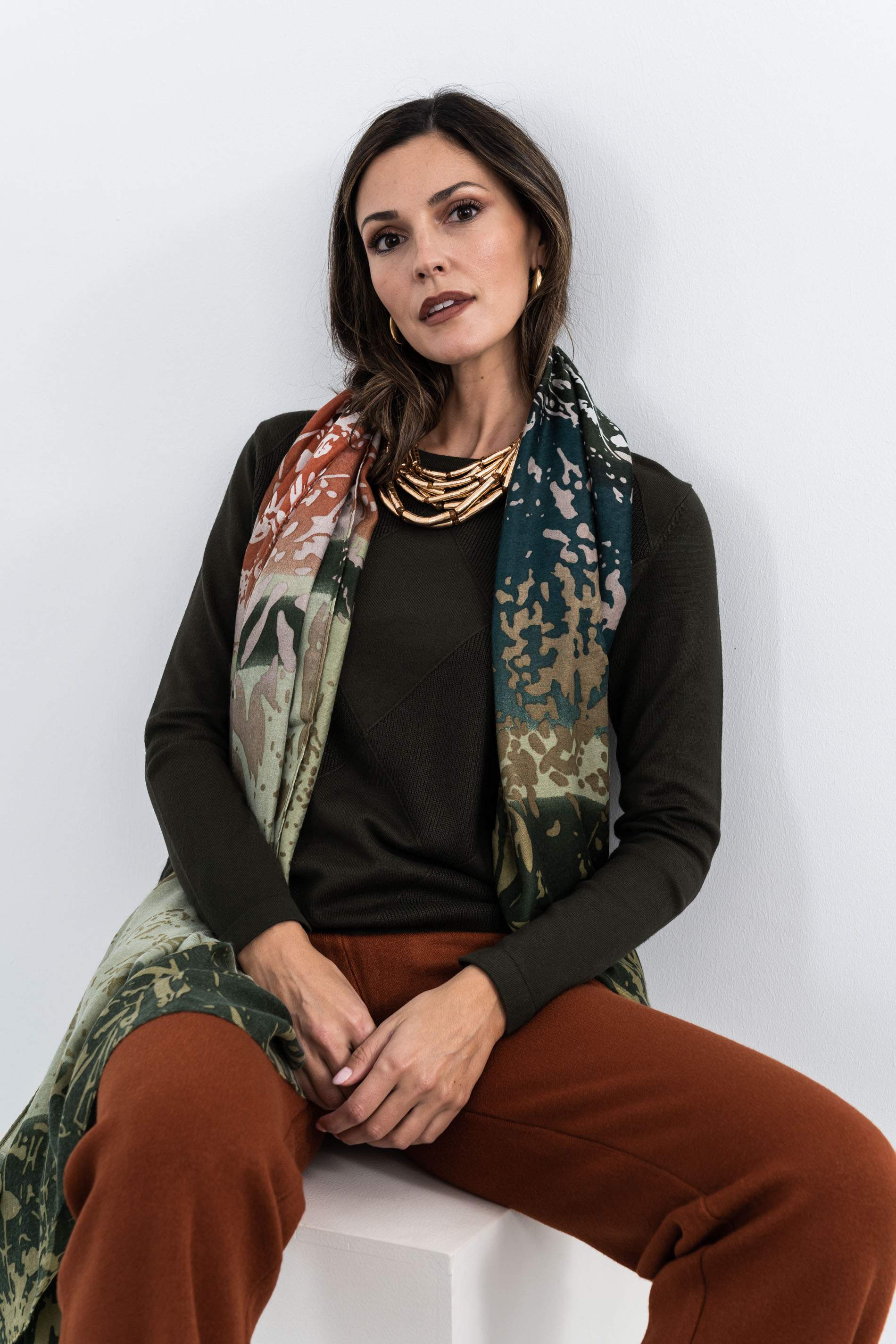 FOULARD BLOQUES ESTAMPADO VERDE