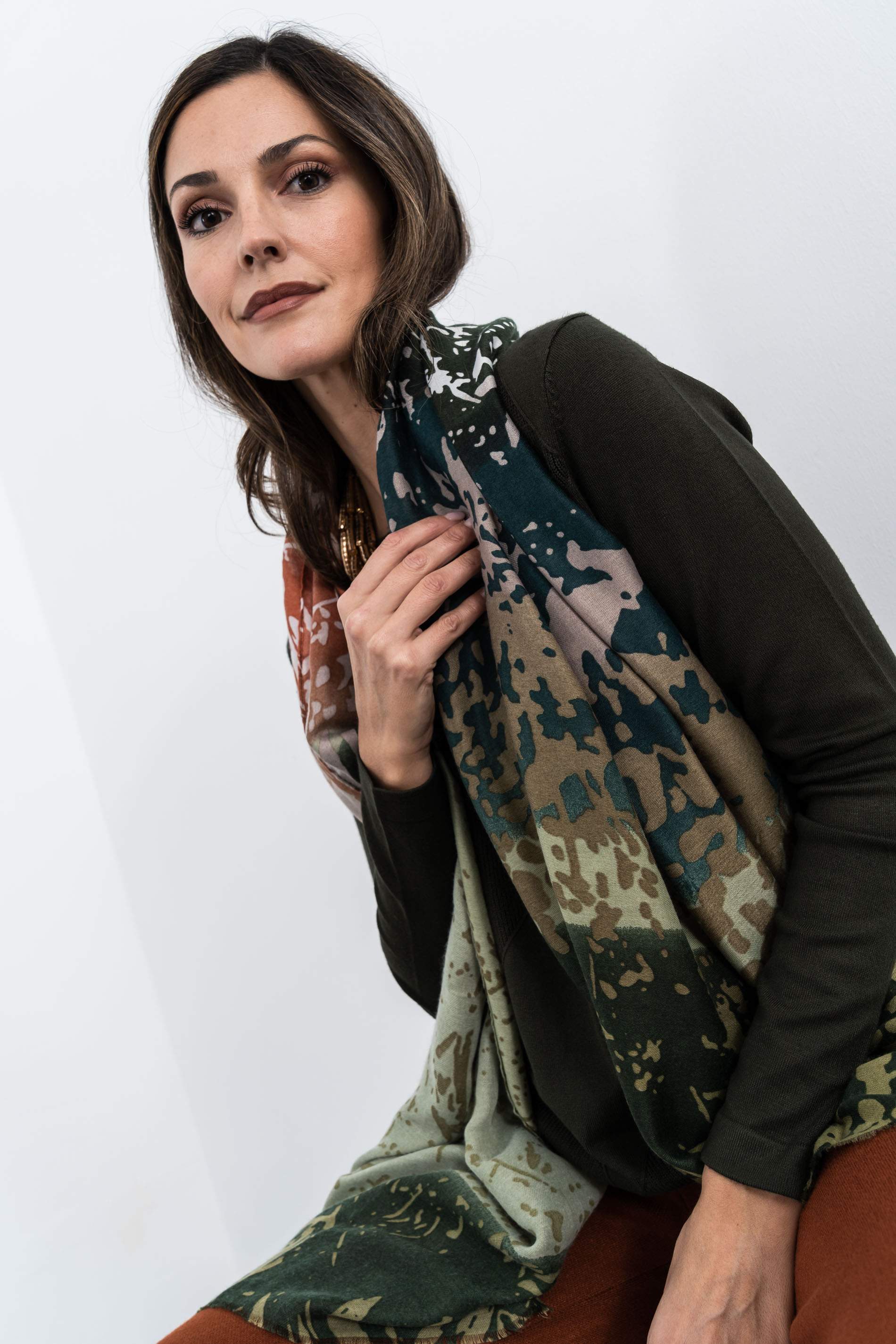 FOULARD BLOQUES ESTAMPADO VERDE