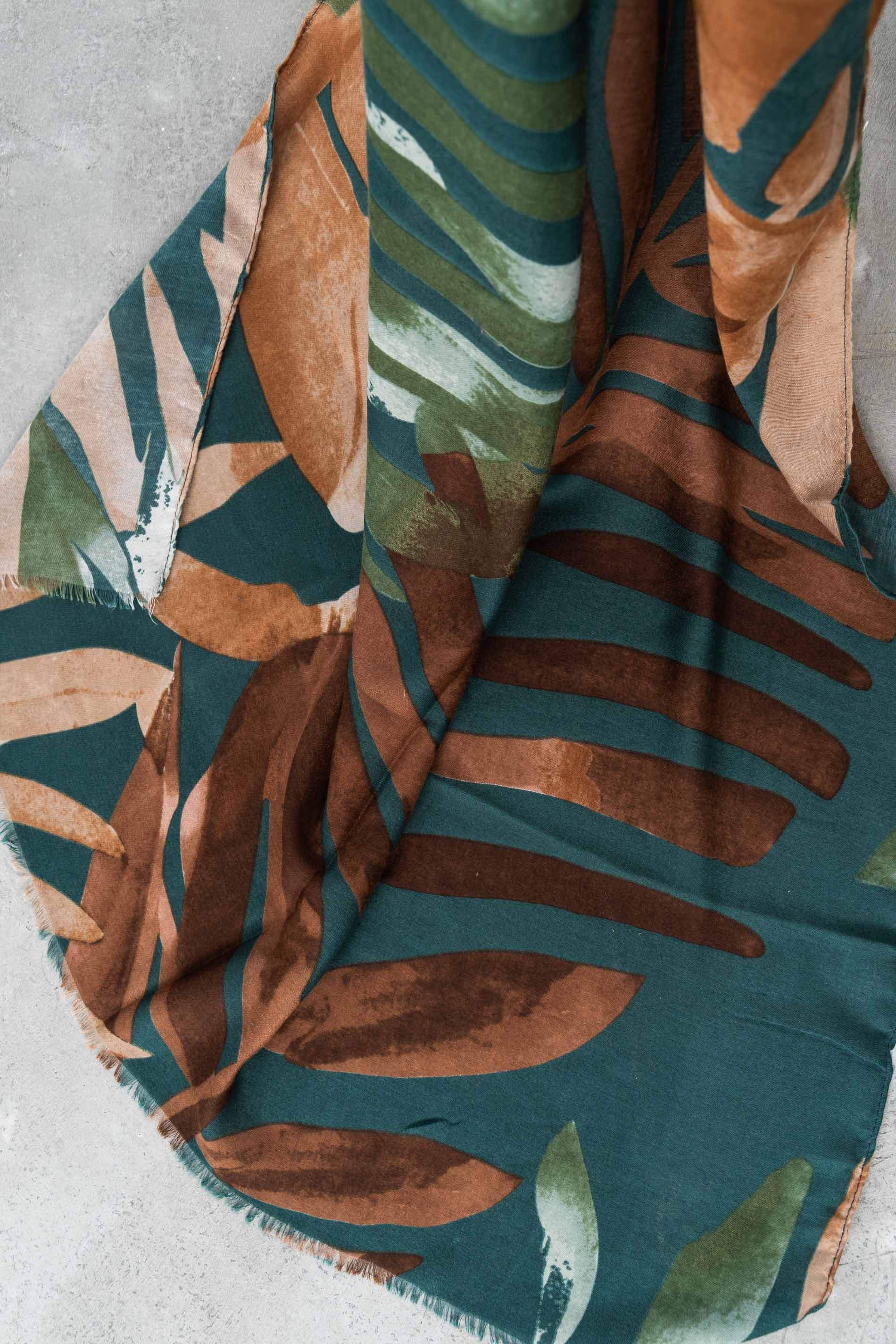 maFOULARD HOJAS PALMERA VERDE