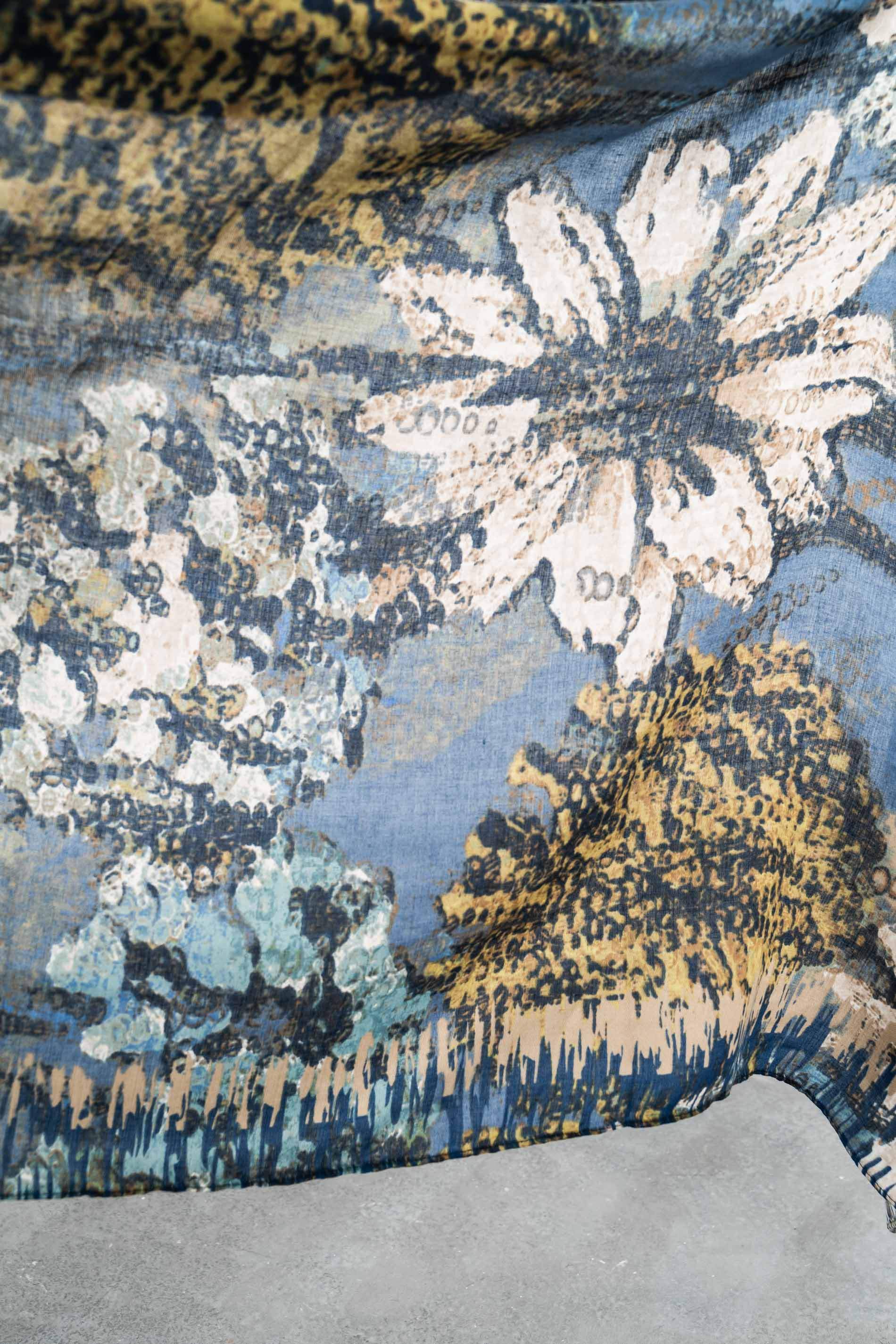 FOULARD FLOR PINCELADAS AZUL