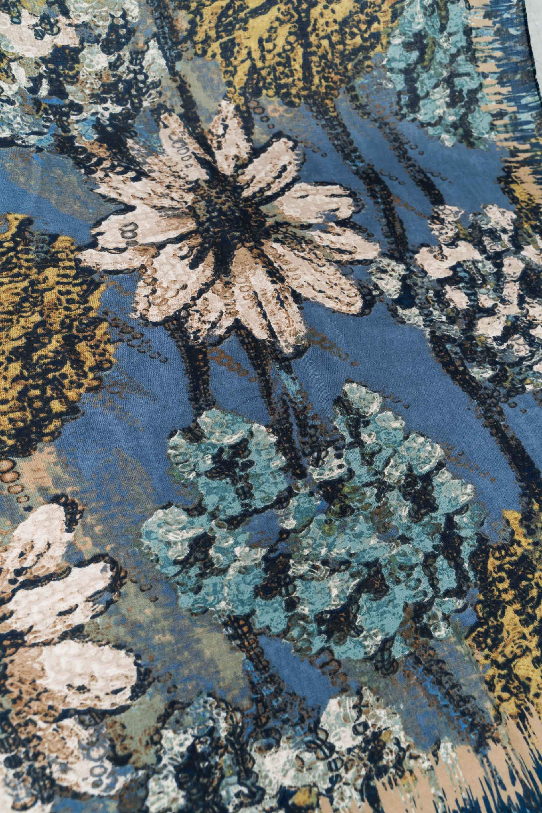 FOULARD FLOR PINCELADAS AZUL