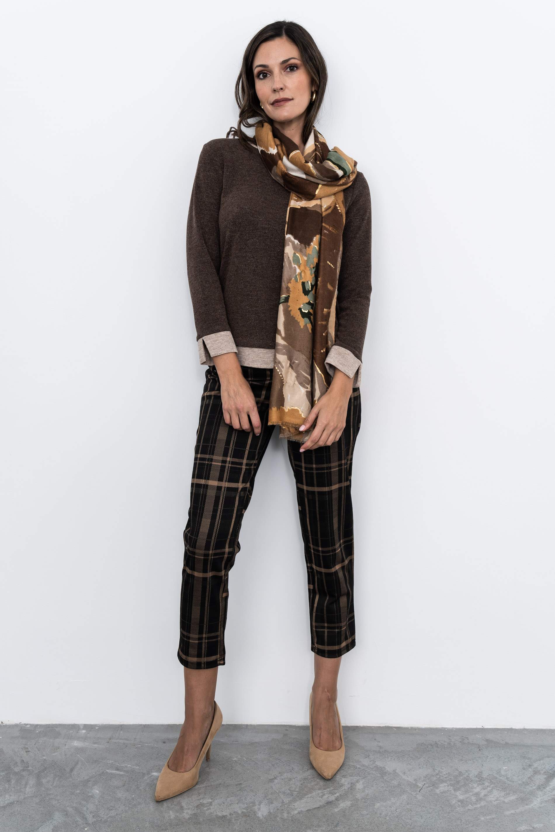 FOULARD FLOR DETALLE ORO CAMEL