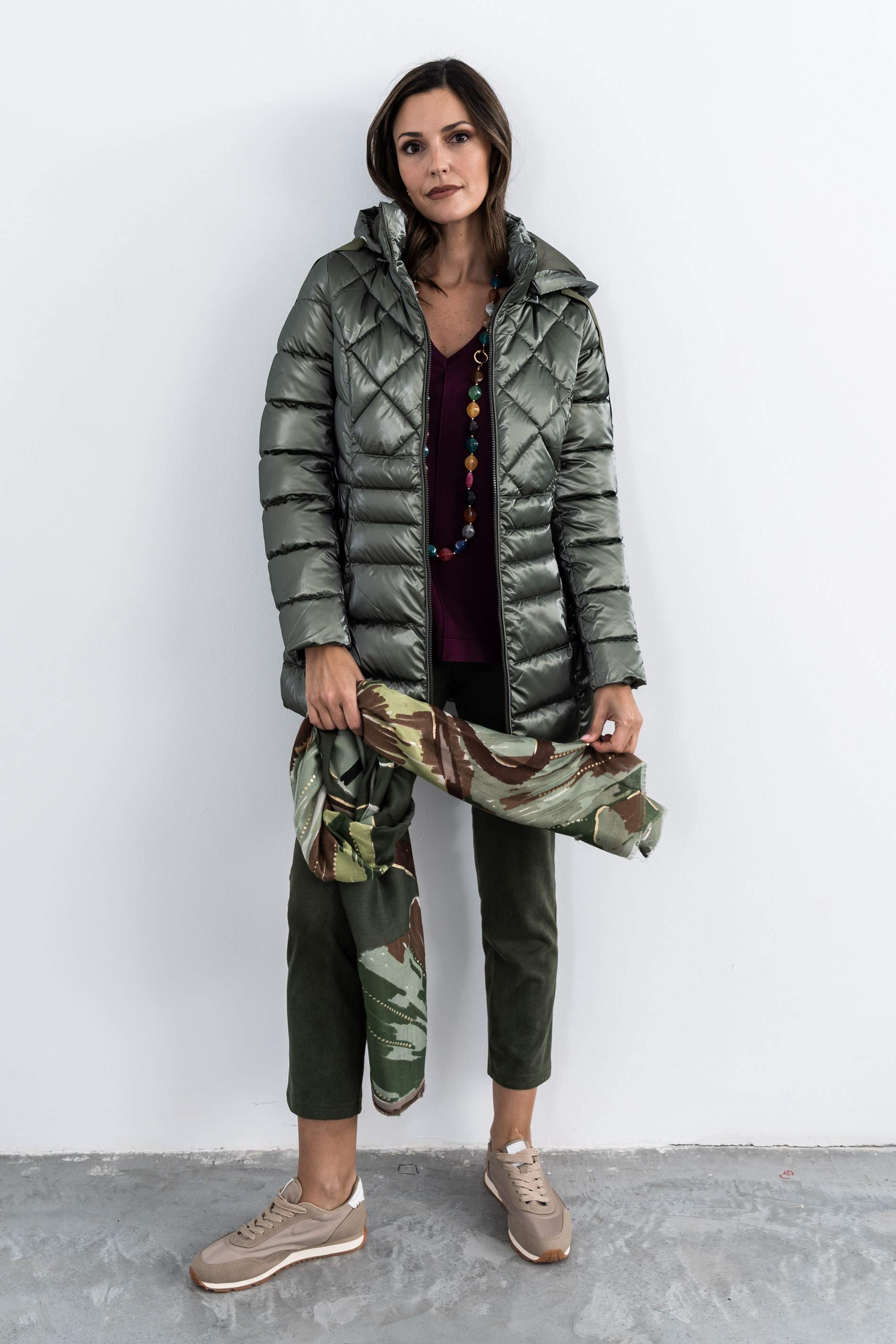 FOULARD FLOR DETALLE ORO VERDE