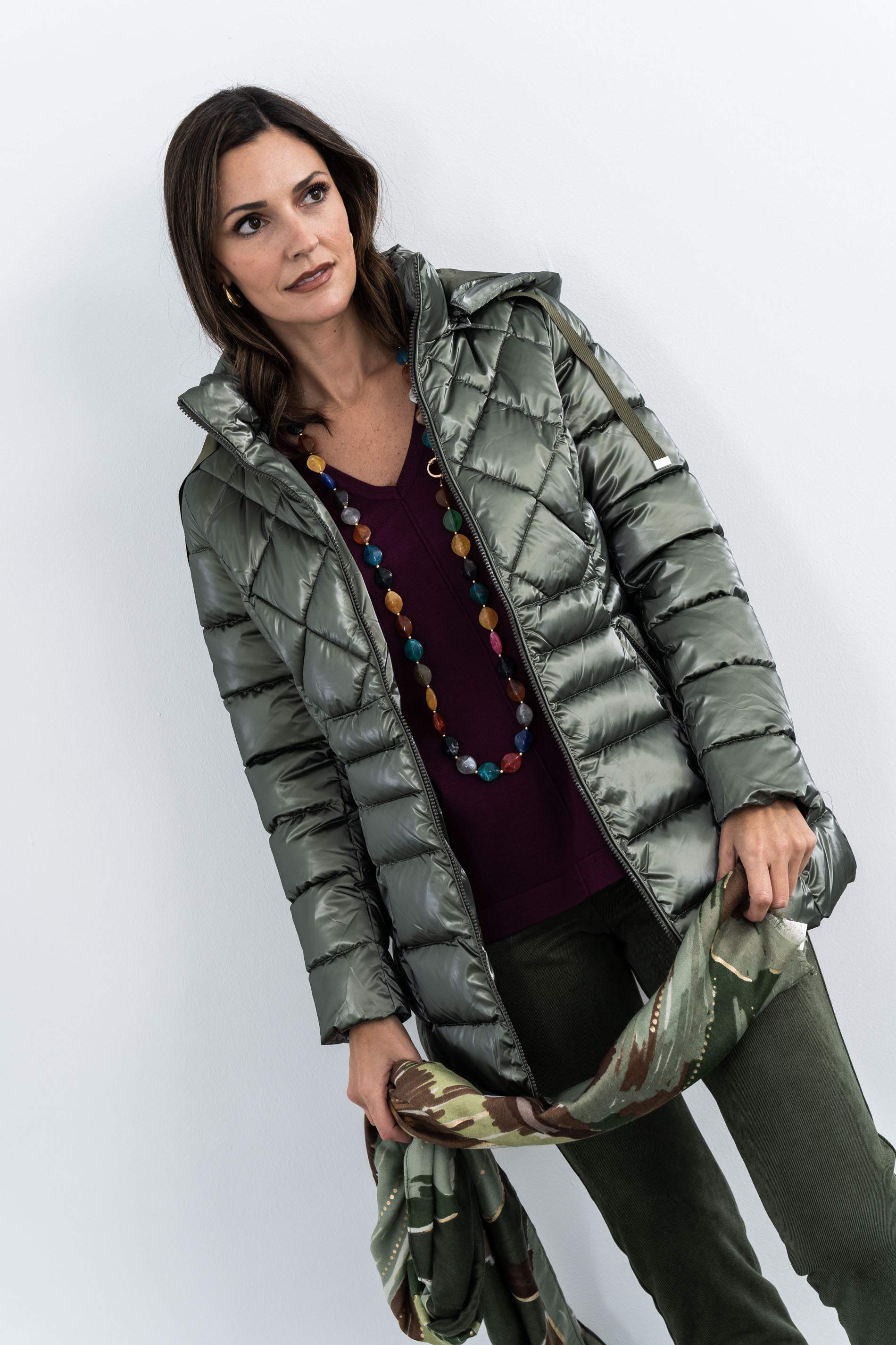 FOULARD FLOR DETALLE ORO VERDE