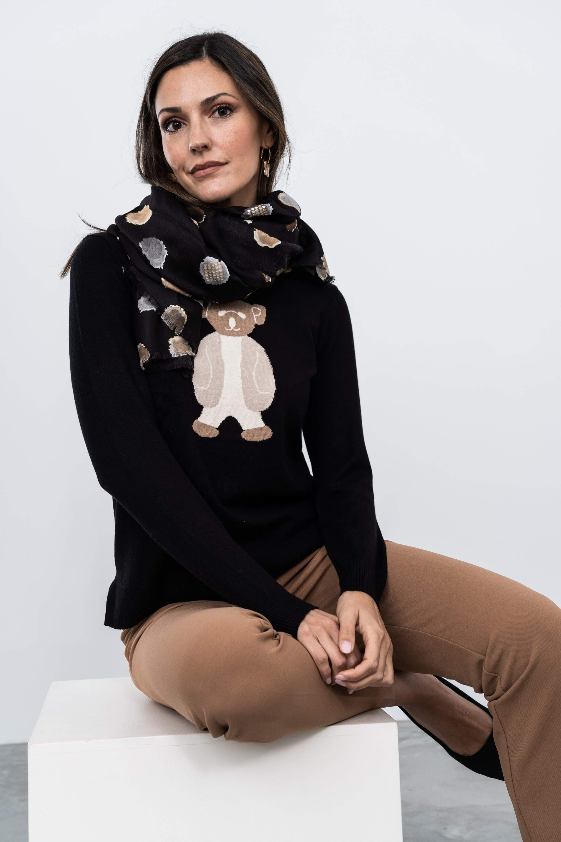 FOULARD TOPOS ORO NEGRO