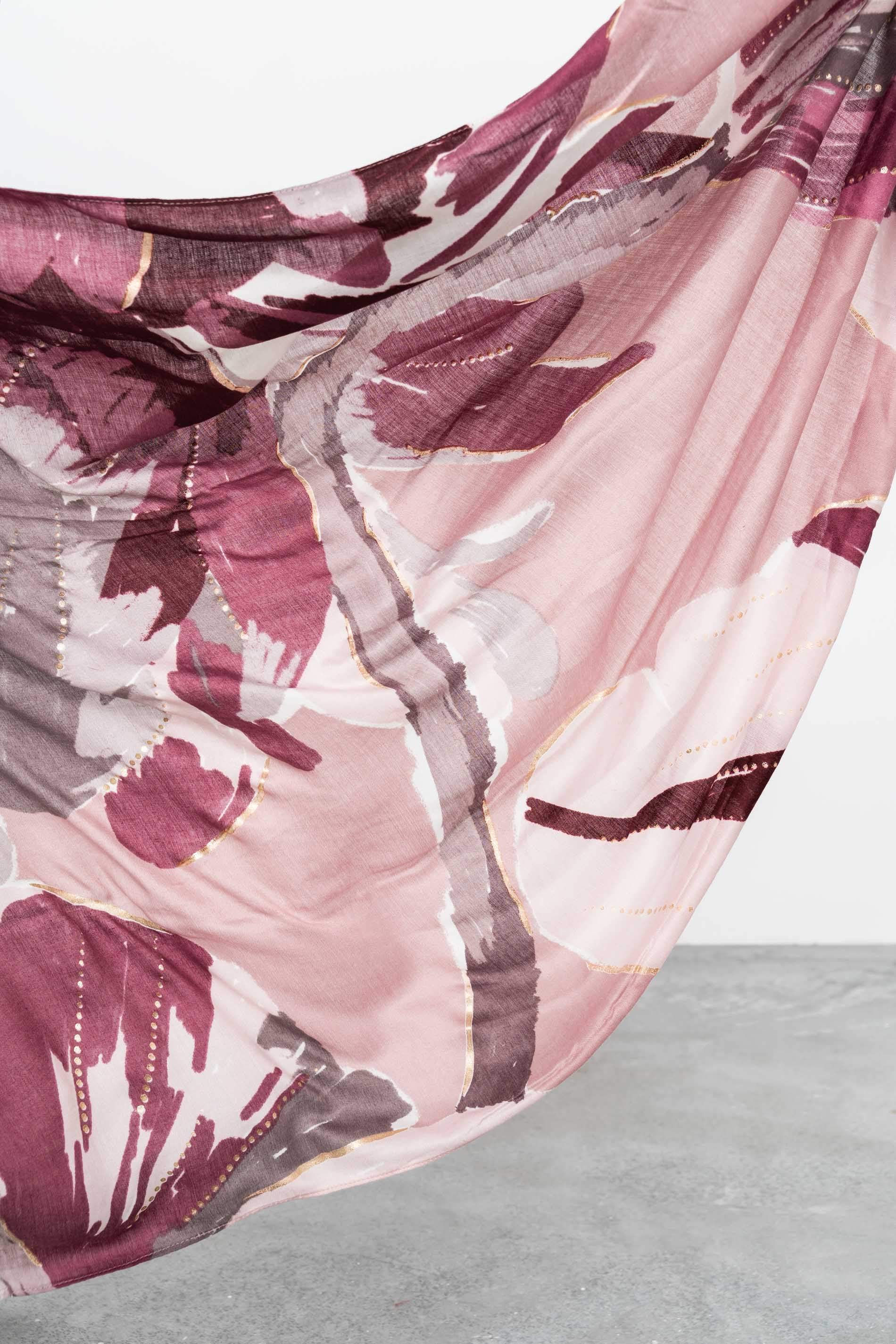 FOULARD FLOR DETALLE ORO BURDEOS