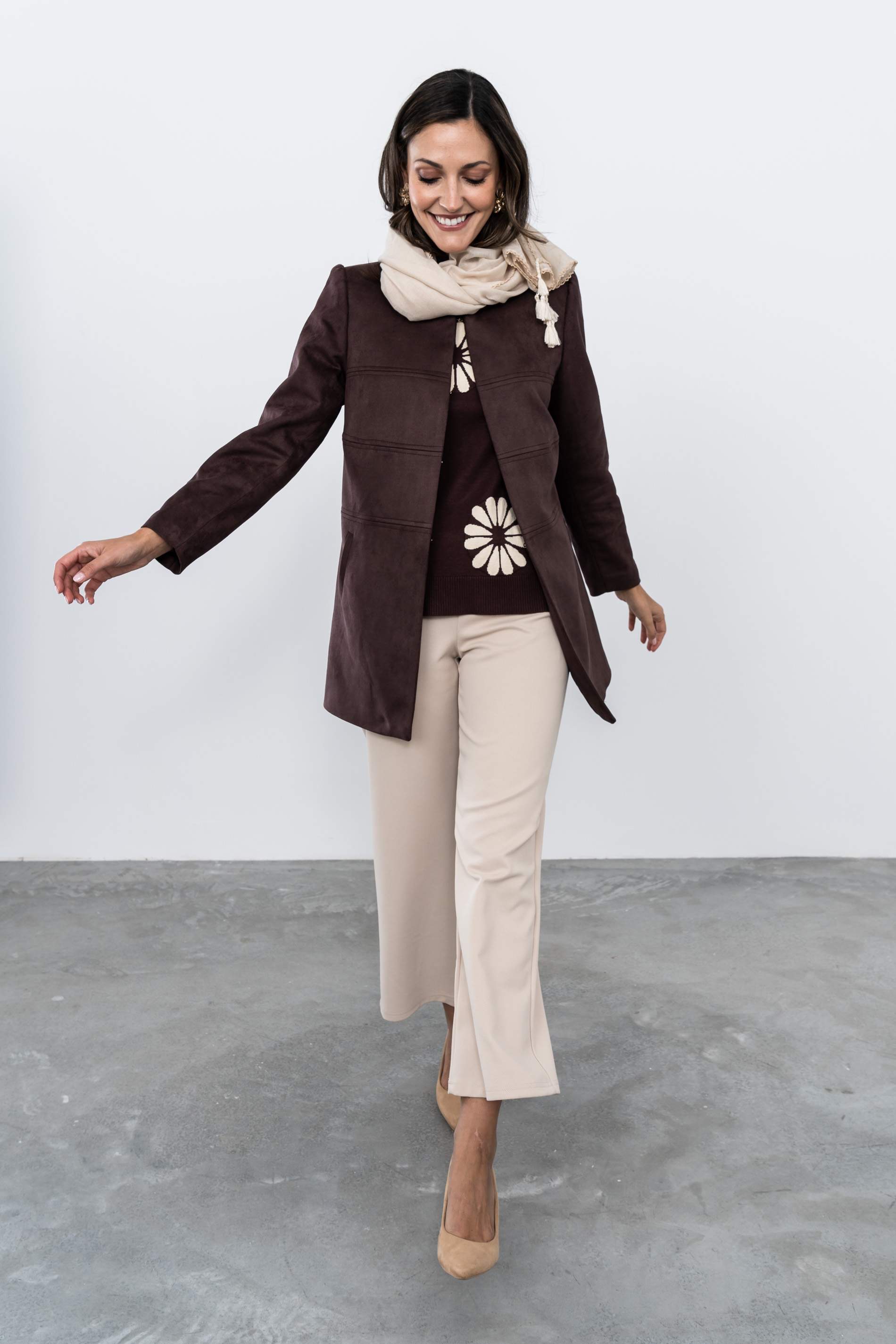 FOULARD LISO POMPONES BEIGE