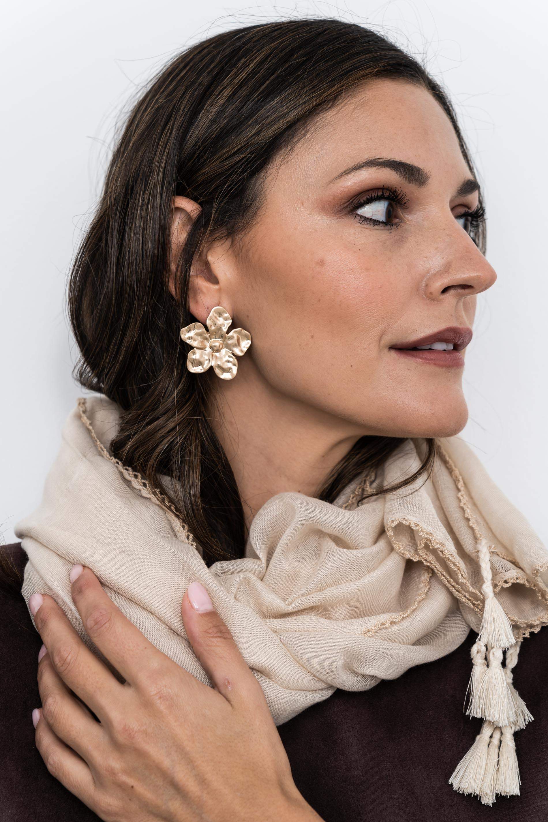 FOULARD LISO POMPONES BEIGE