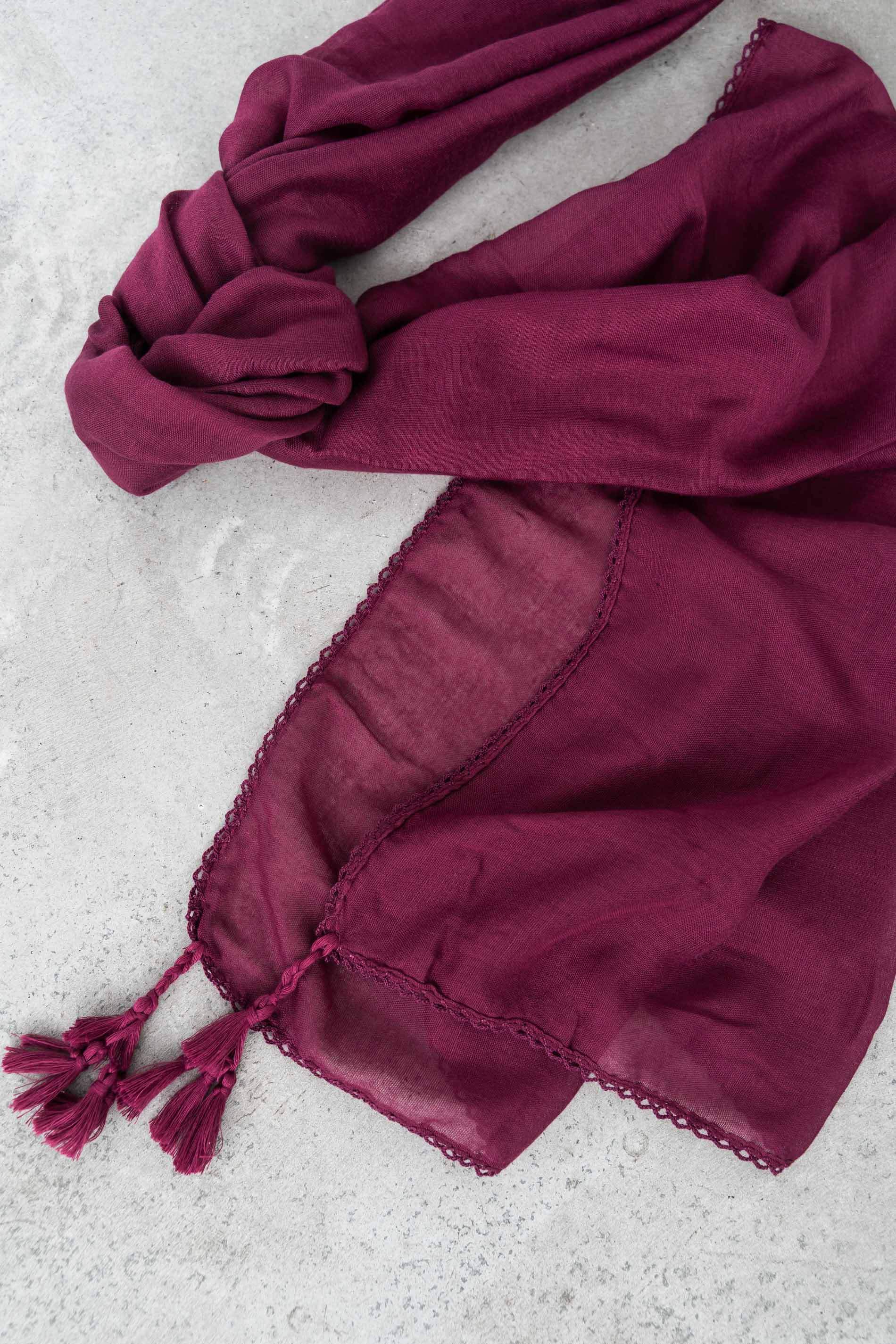 FOULARD LISO POMPONES BURDEOS