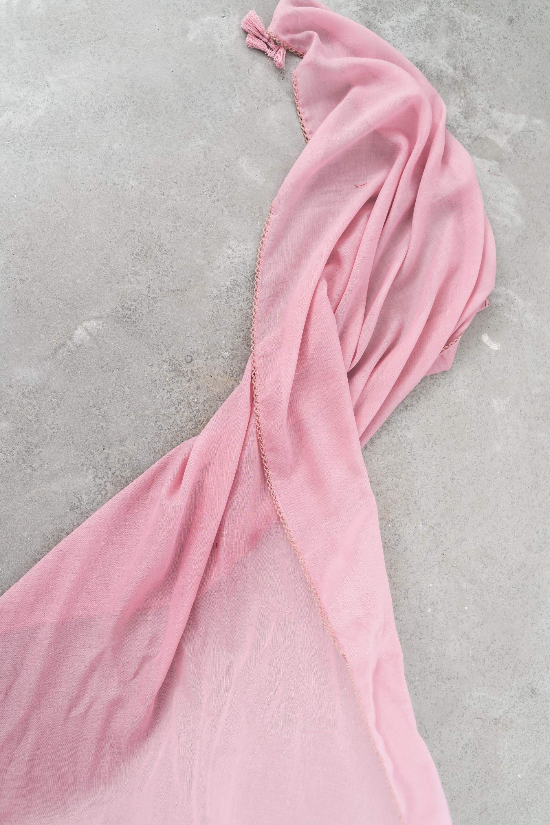FOULARD LISO POMPONES ROSA