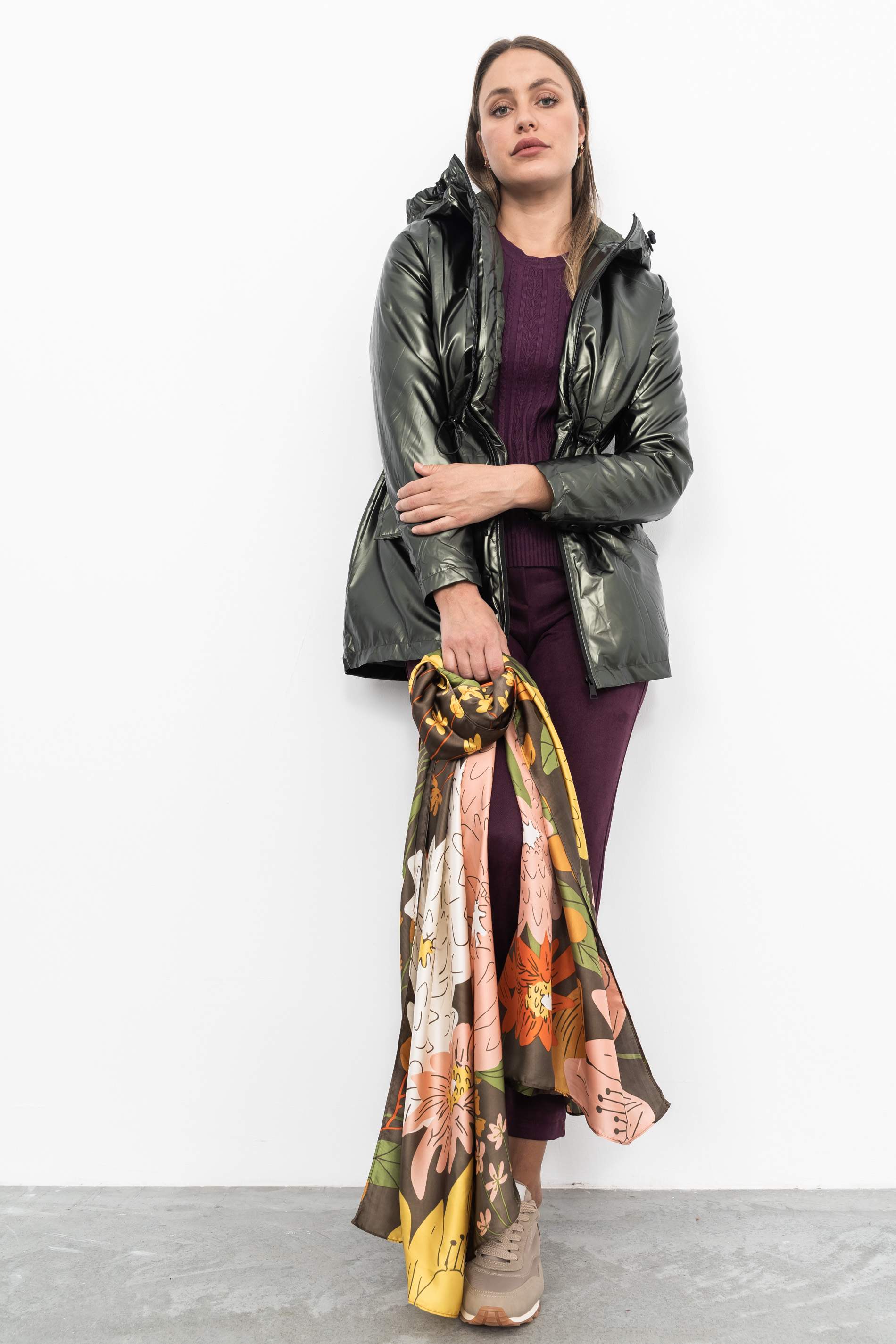 FOULARD EFECTO SEDA FLOR VERDE