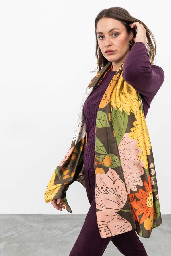 FOULARD EFECTO SEDA FLOR VERDE