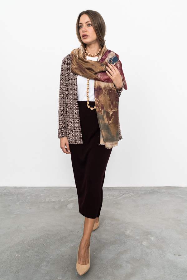 FOULARD ESTAMPADO ABSTRACTO BURDEOS