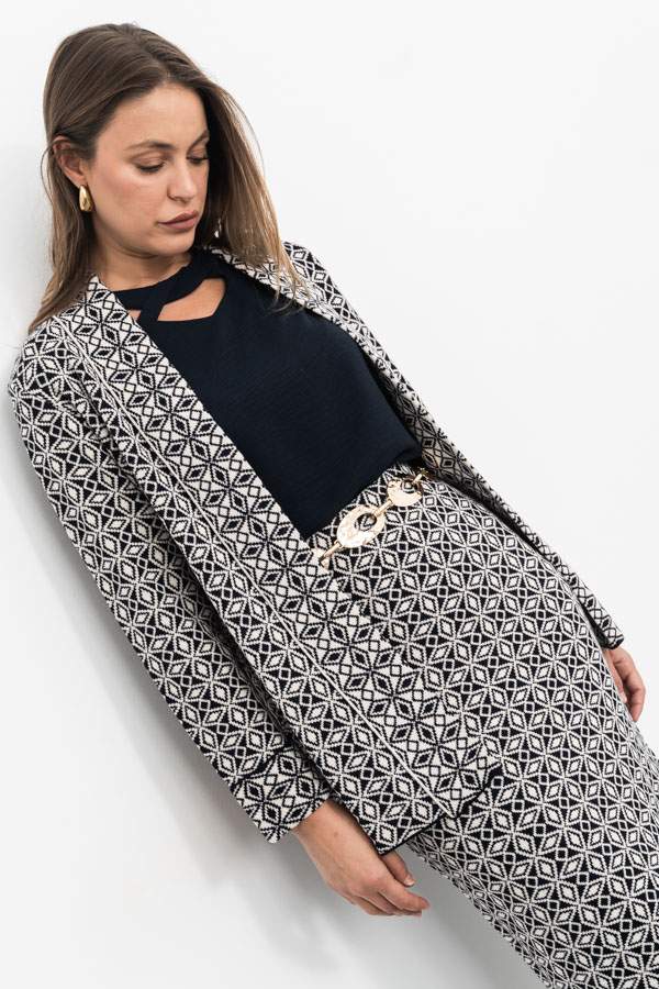 CHAQUETA SOLAPA ROMBITOS MARINO