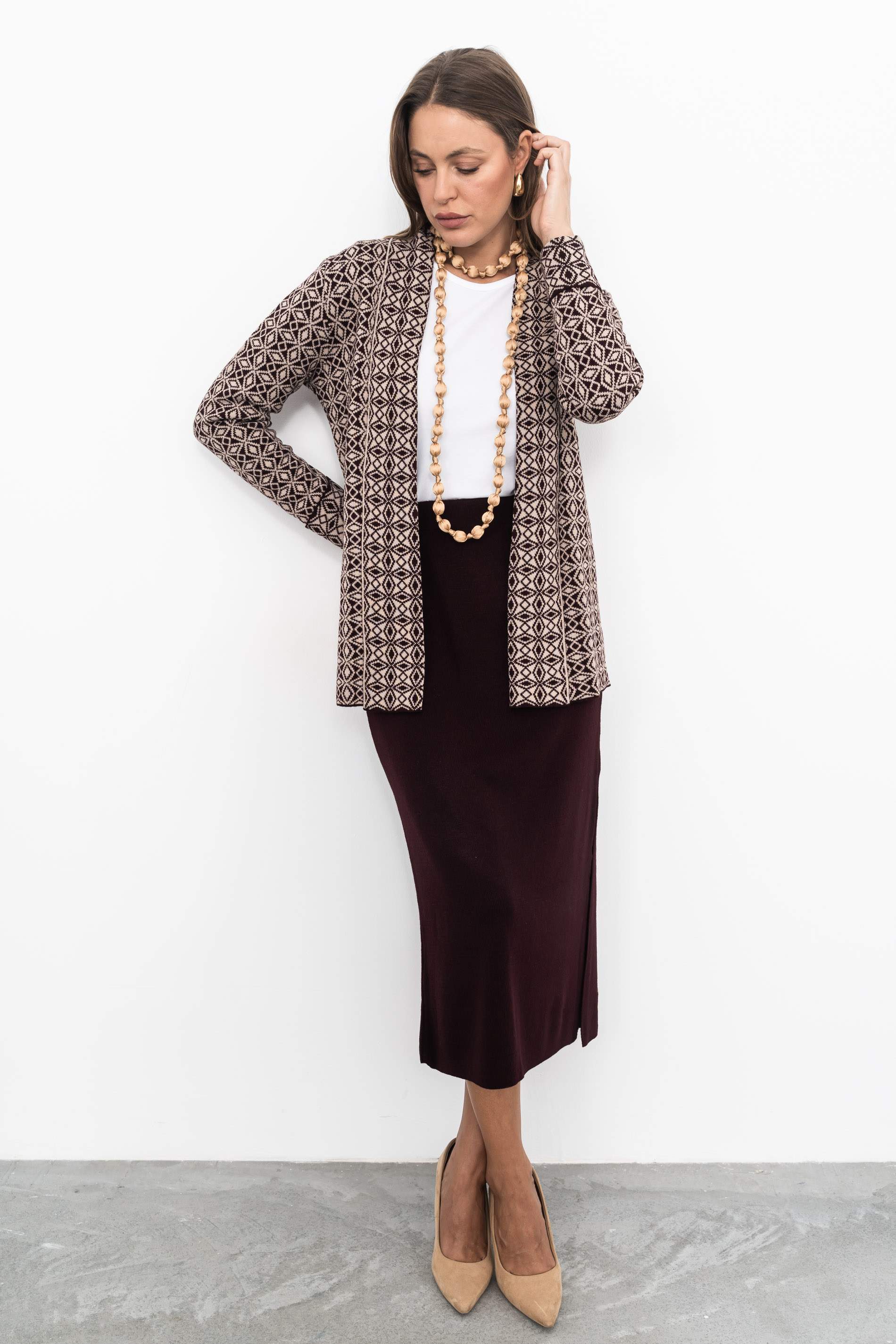 CHAQUETA SOLAPA ROMBITOS BERENJENA