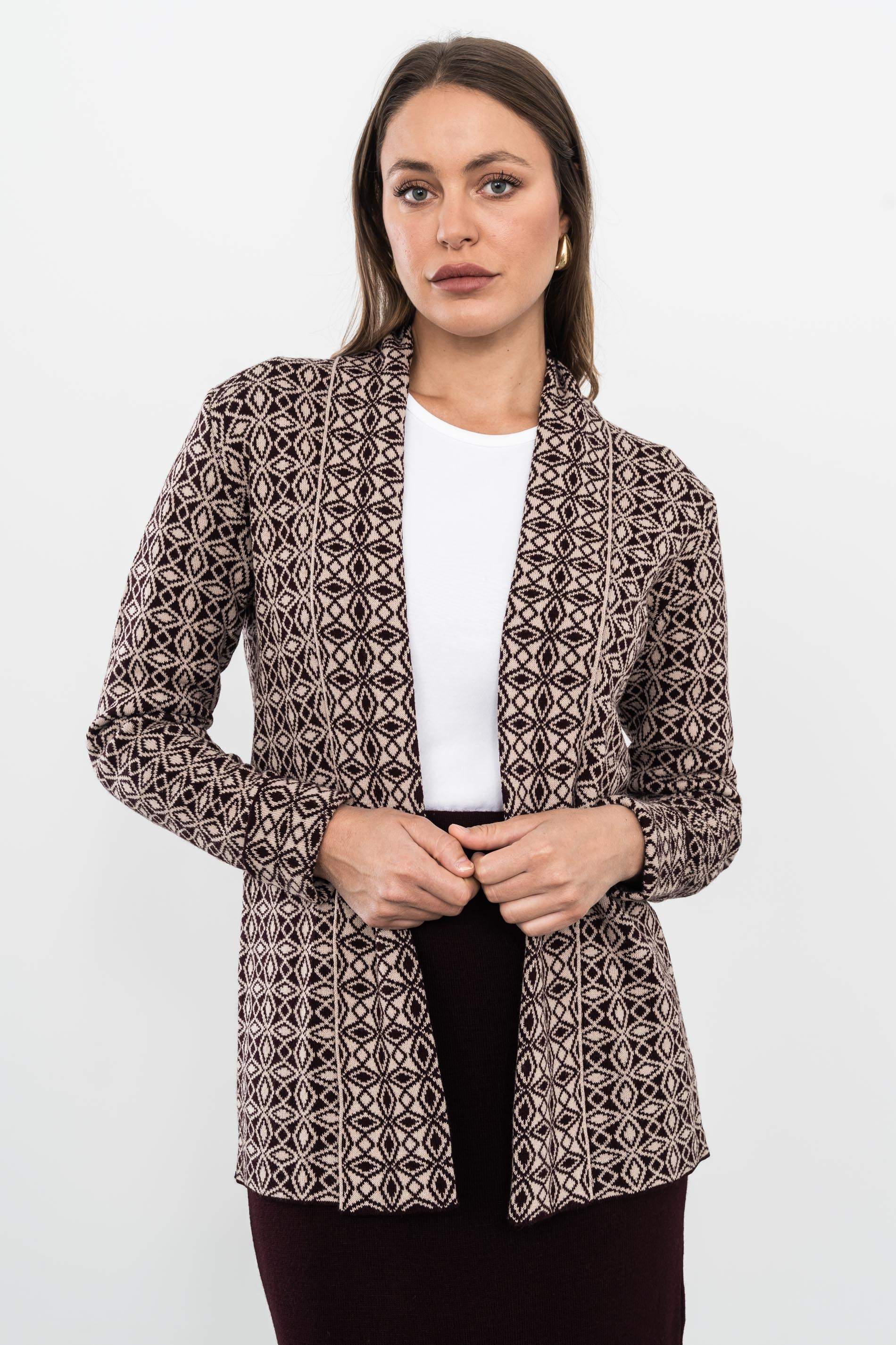 CHAQUETA SOLAPA ROMBITOS BERENJENA