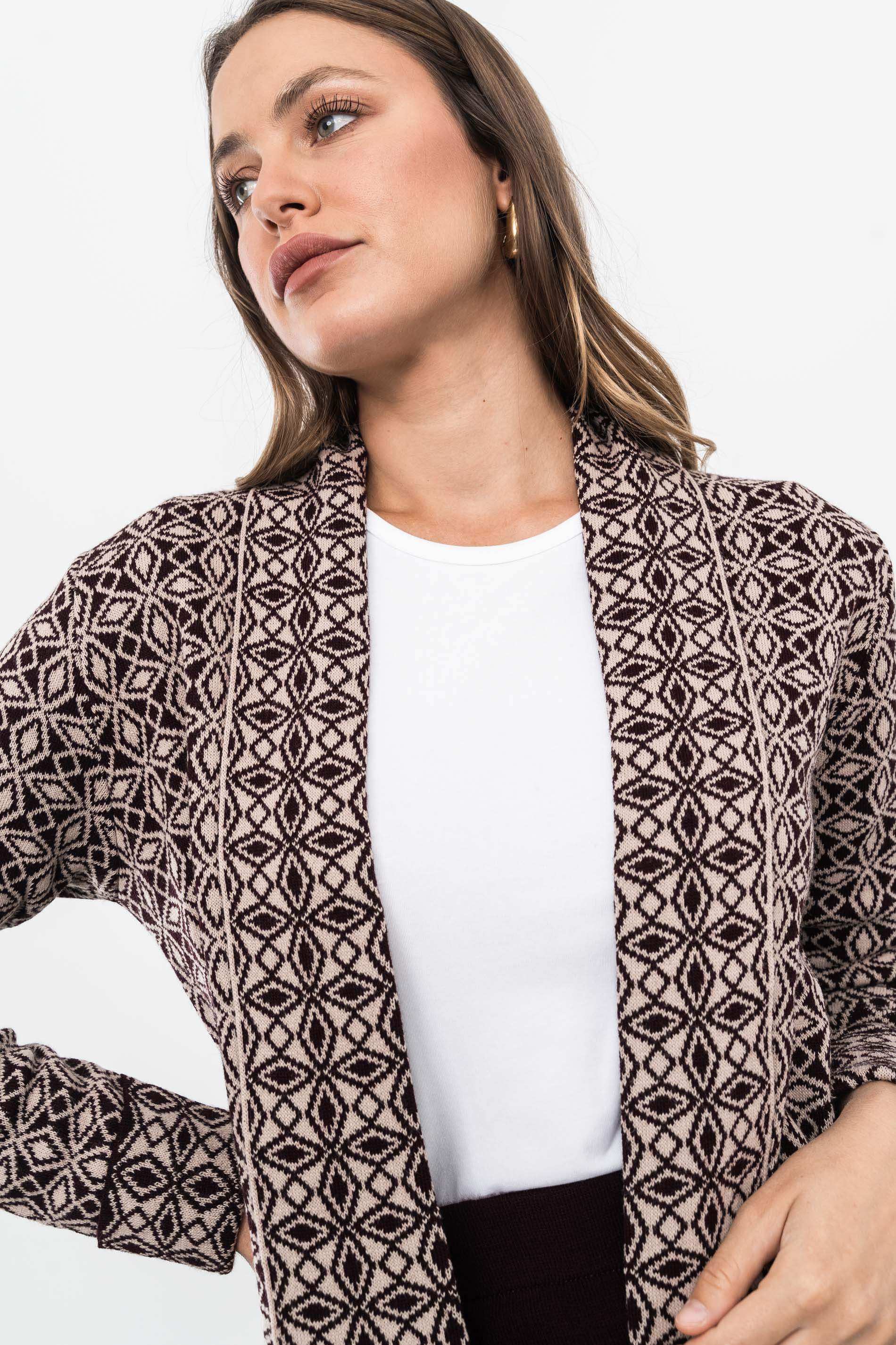CHAQUETA SOLAPA ROMBITOS BERENJENA