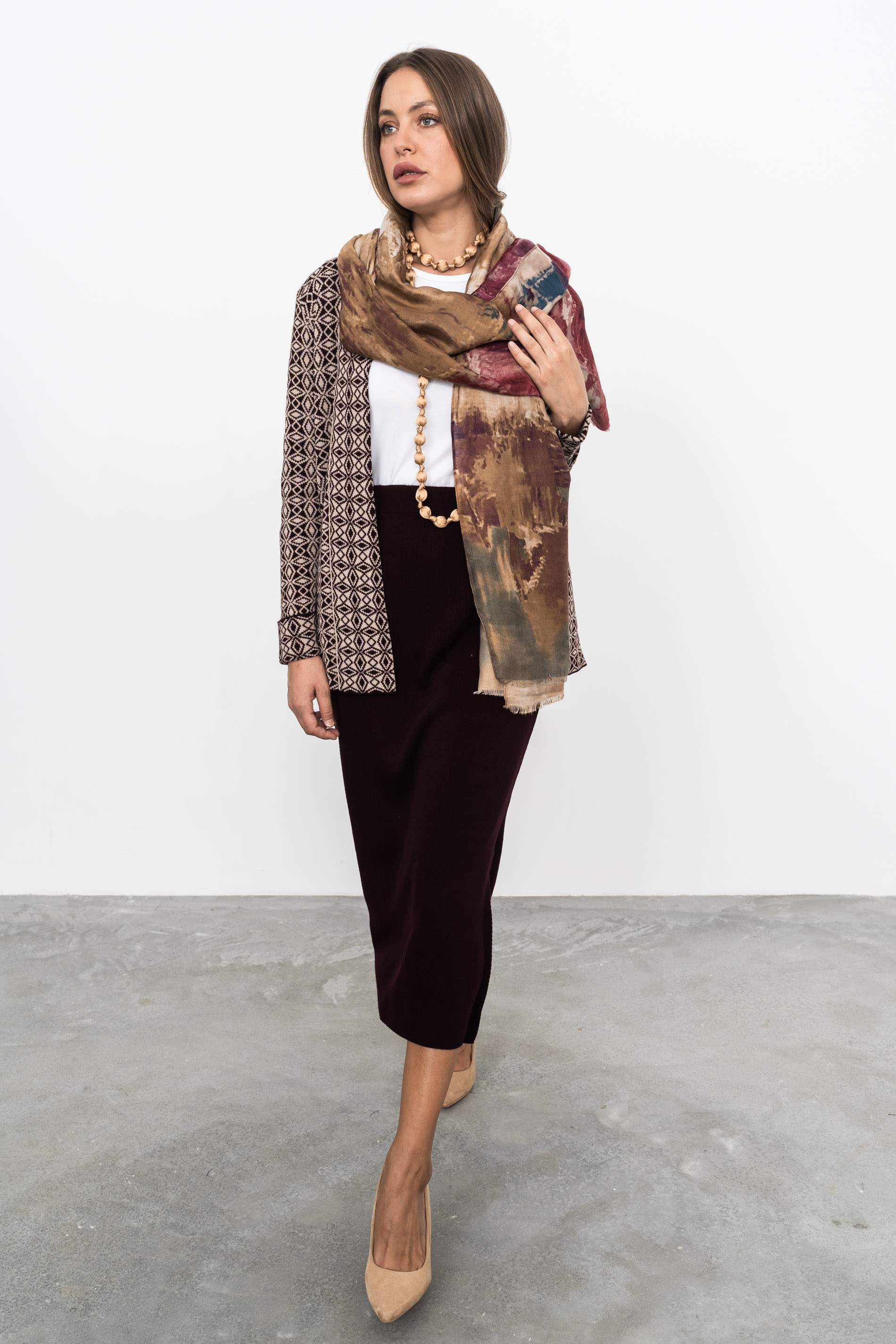 CHAQUETA SOLAPA ROMBITOS BERENJENA