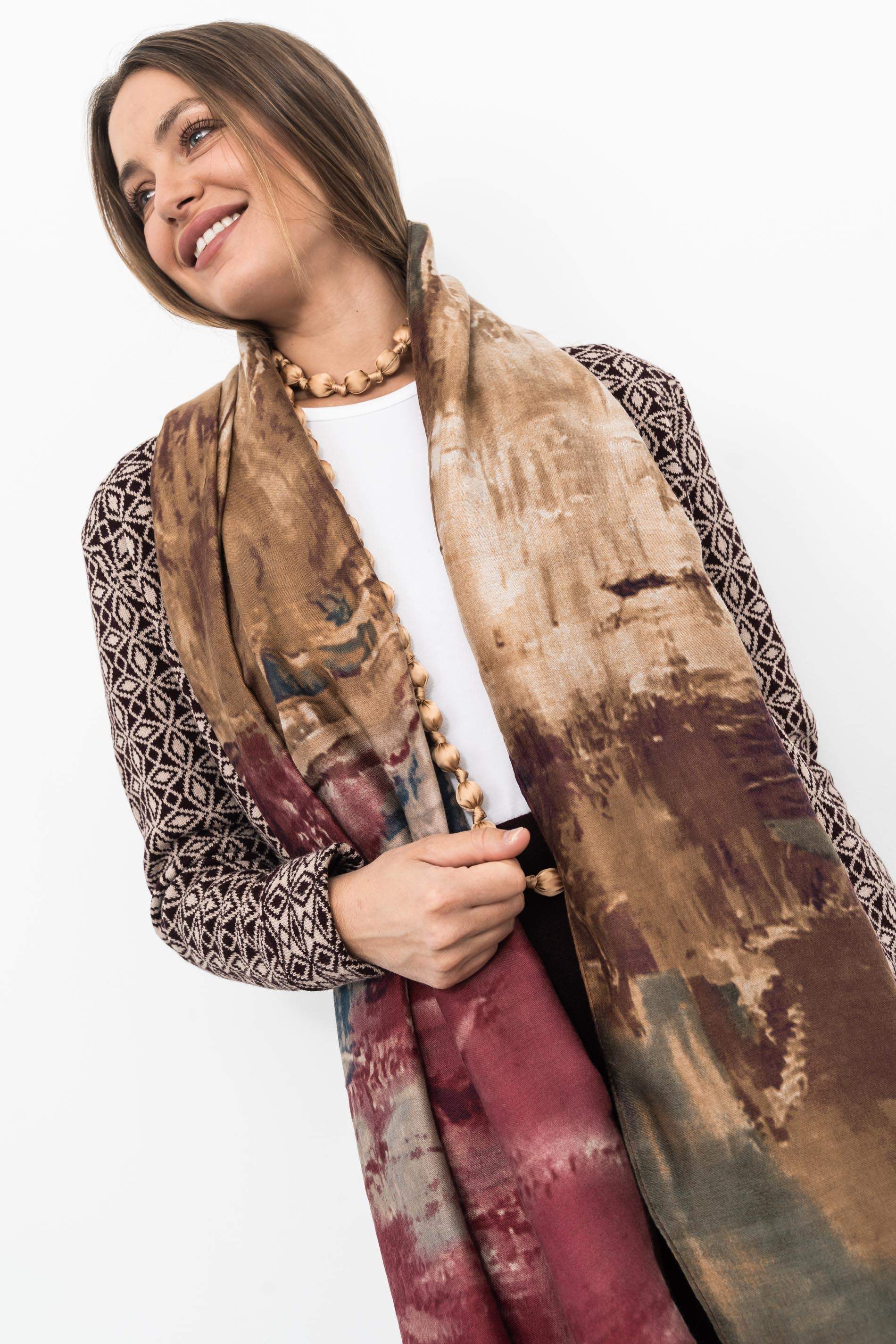 CHAQUETA SOLAPA ROMBITOS BERENJENA