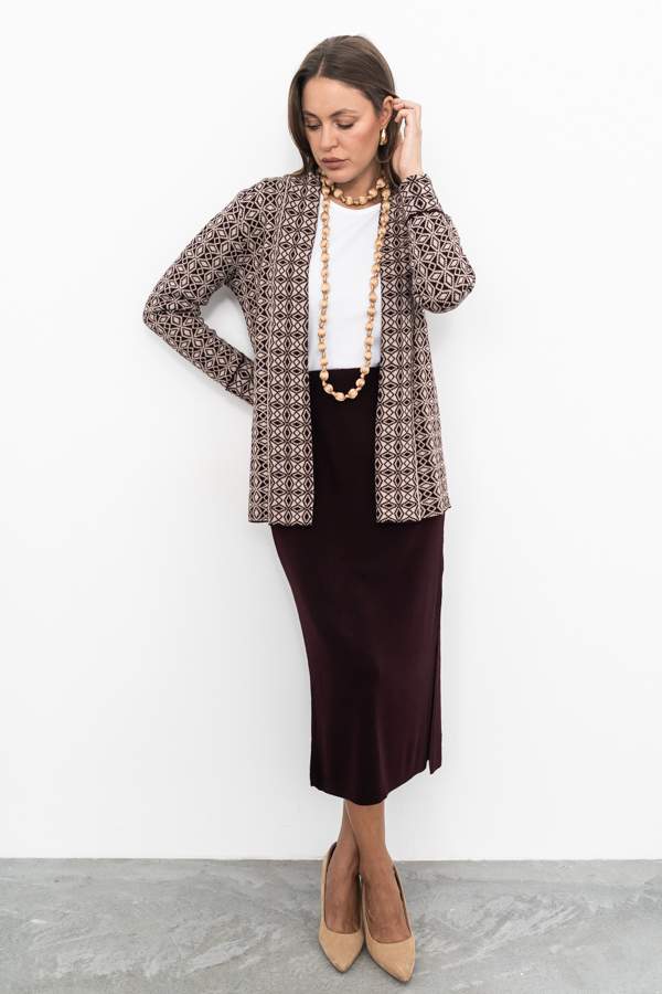 CHAQUETA SOLAPA ROMBITOS BERENJENA