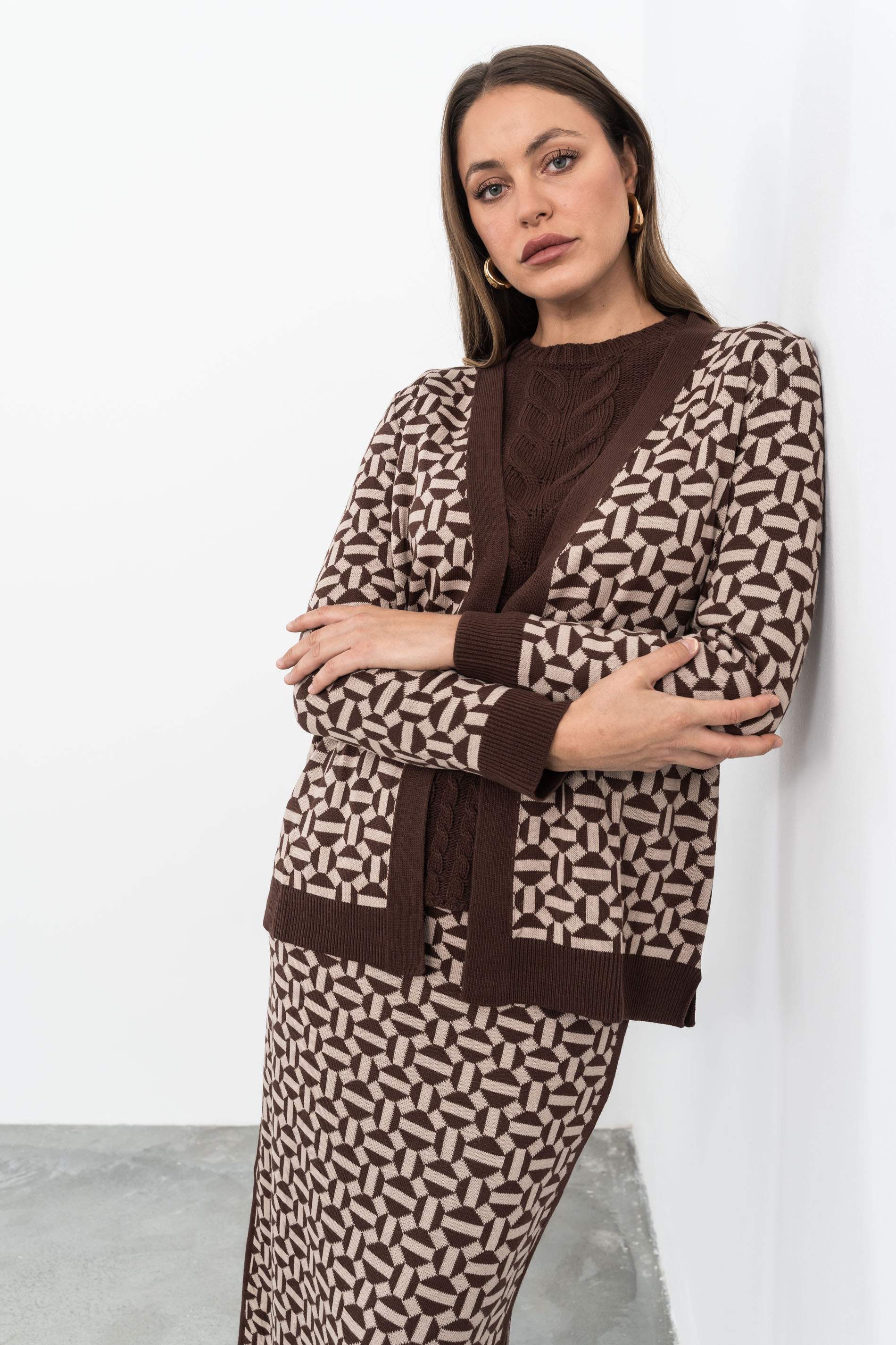 CHAQUETA GEOMÉTRICOS MARRÓN
