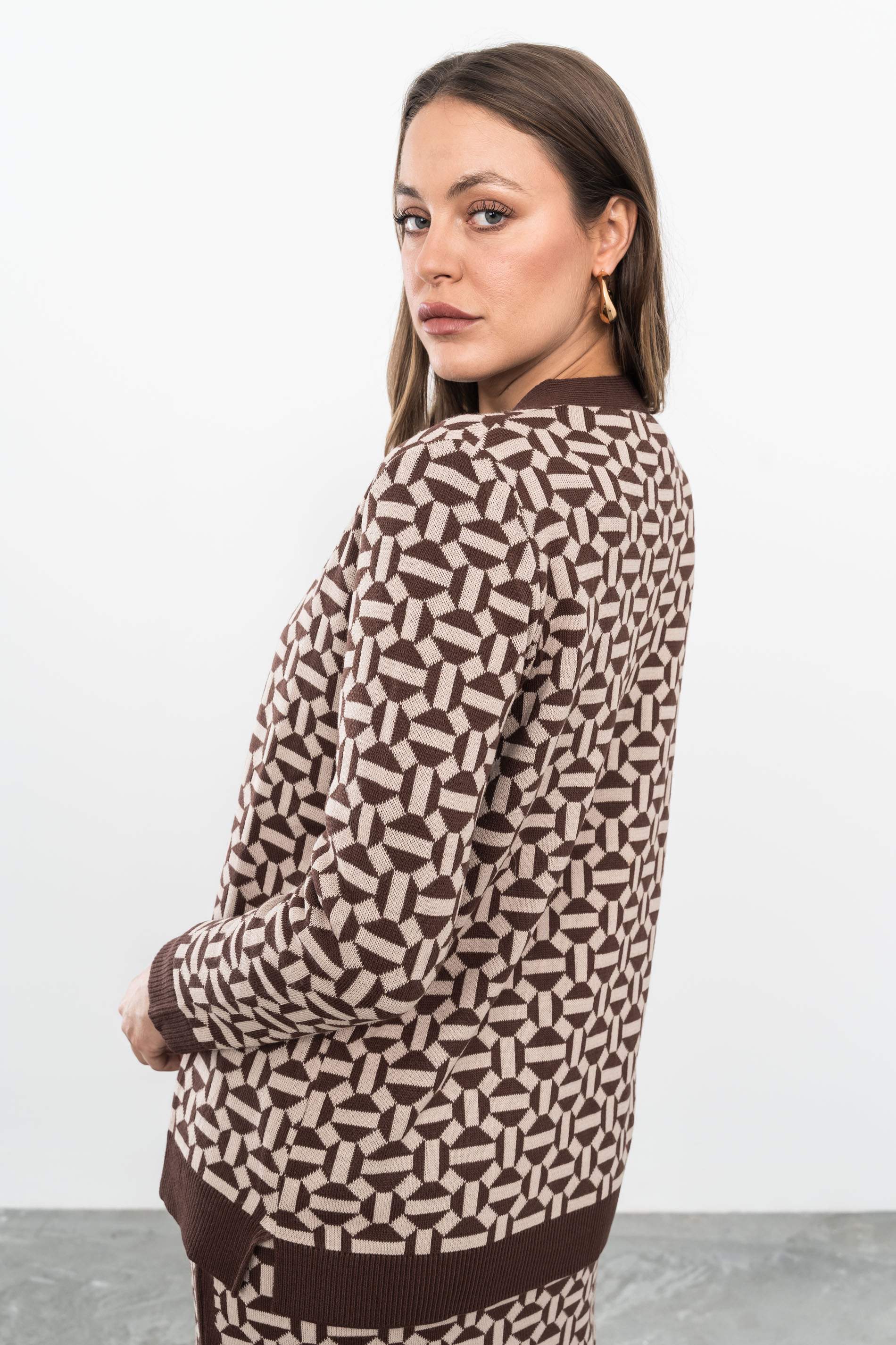 CHAQUETA GEOMÉTRICOS MARRÓN
