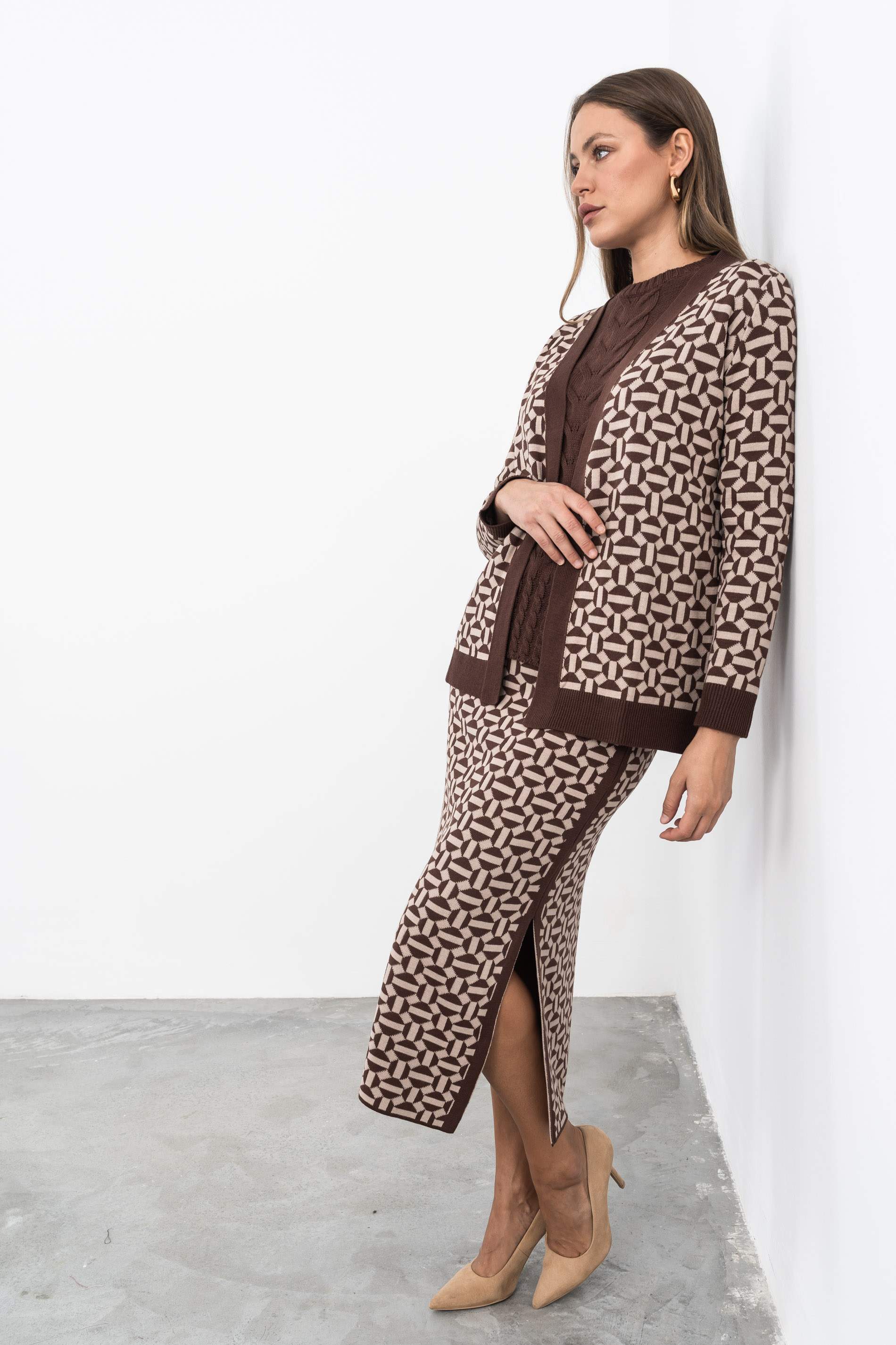 CHAQUETA GEOMÉTRICOS MARRÓN