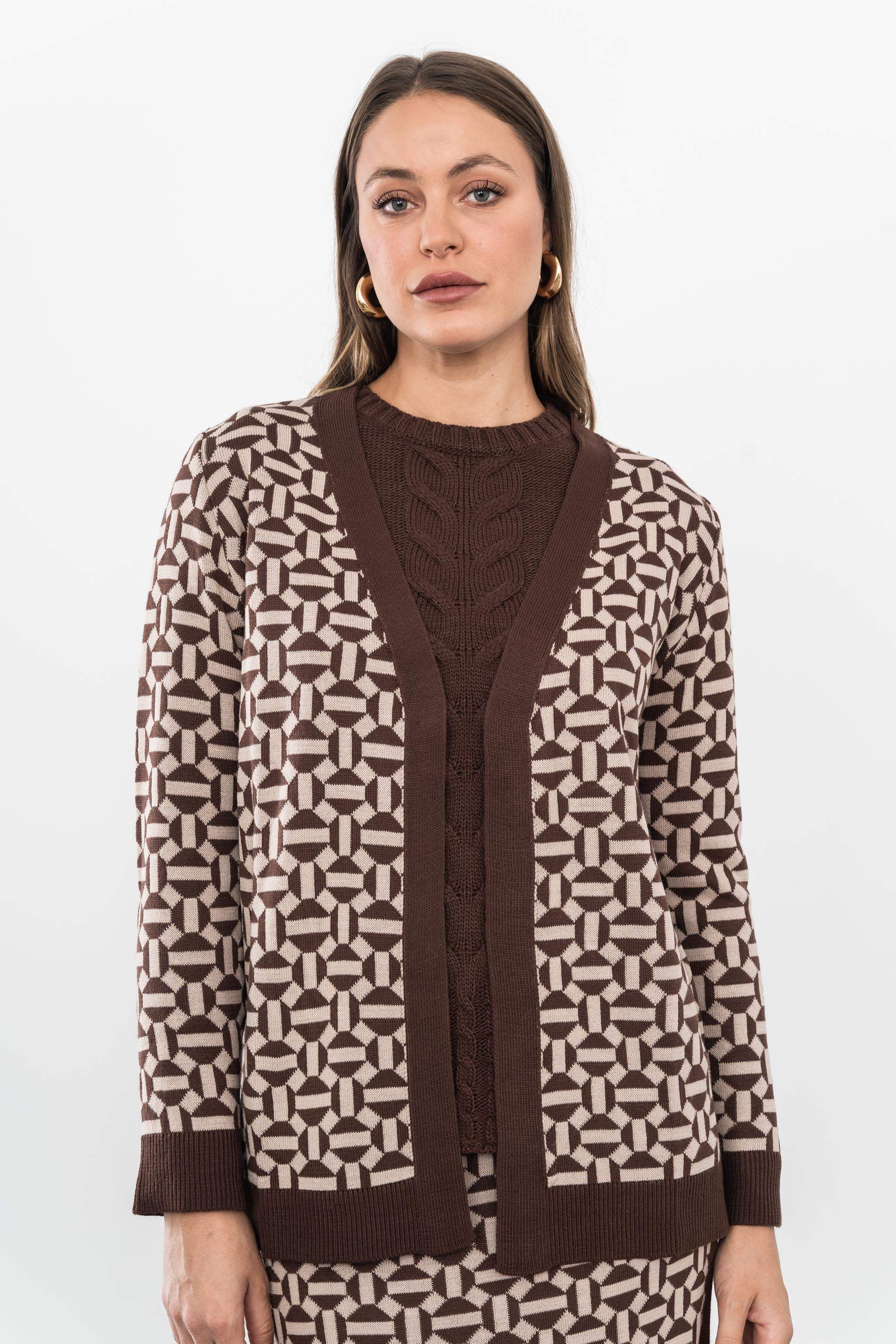 CHAQUETA GEOMÉTRICOS MARRÓN