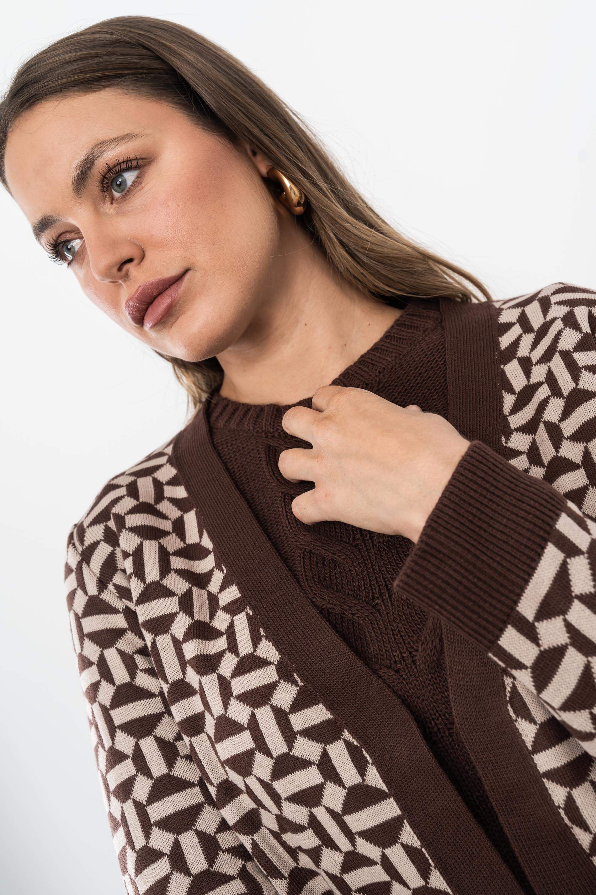 CHAQUETA GEOMÉTRICOS MARRÓN