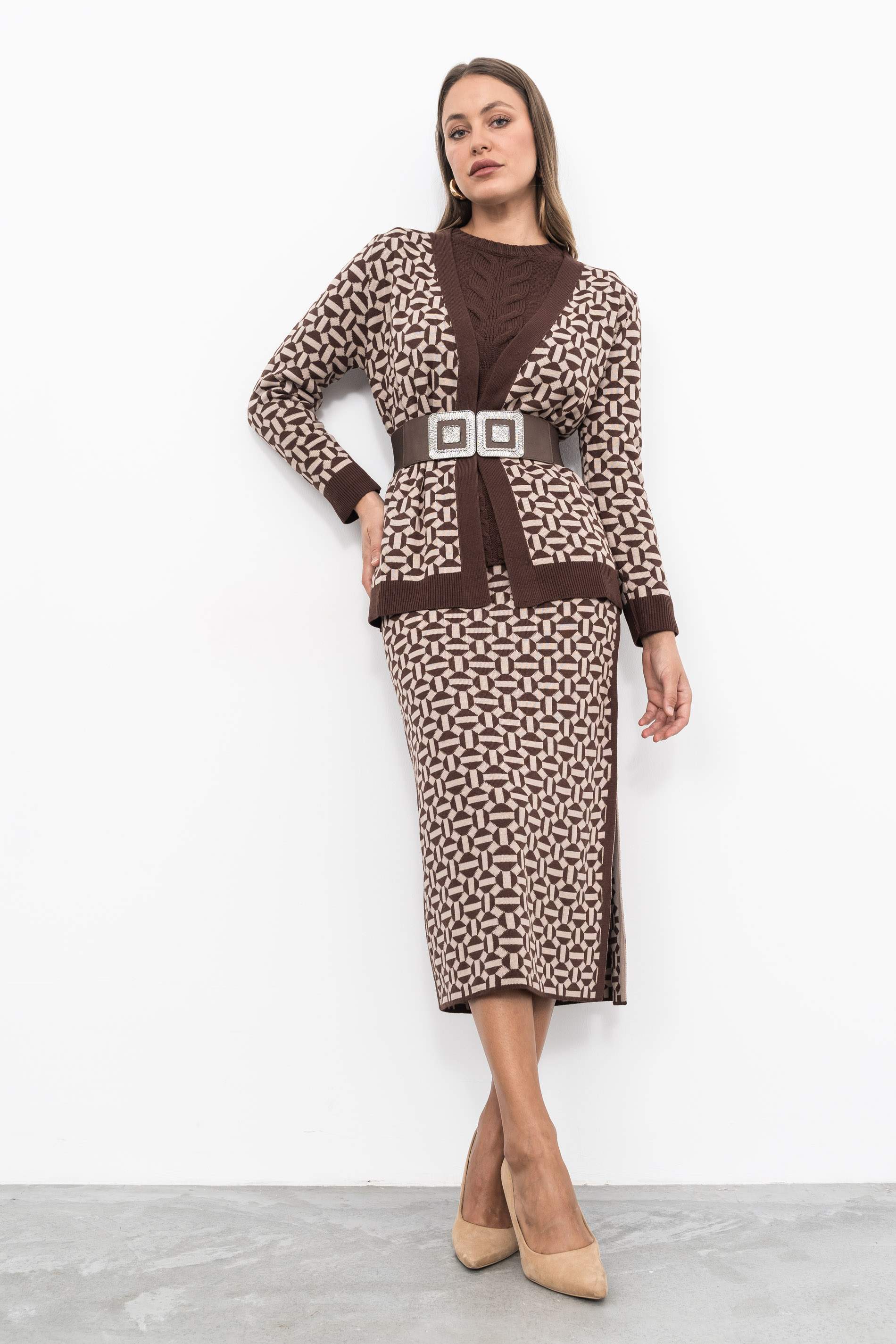 CHAQUETA GEOMÉTRICOS MARRÓN