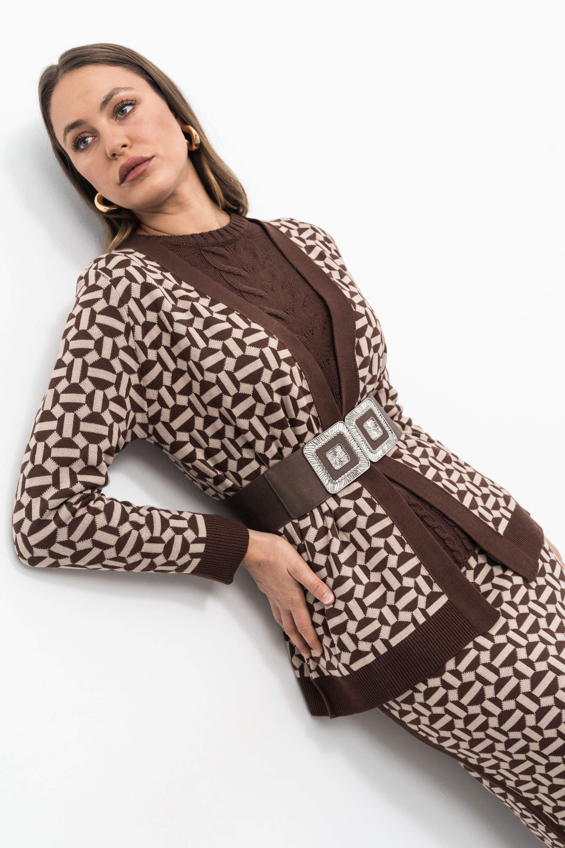 CHAQUETA GEOMÉTRICOS MARRÓN