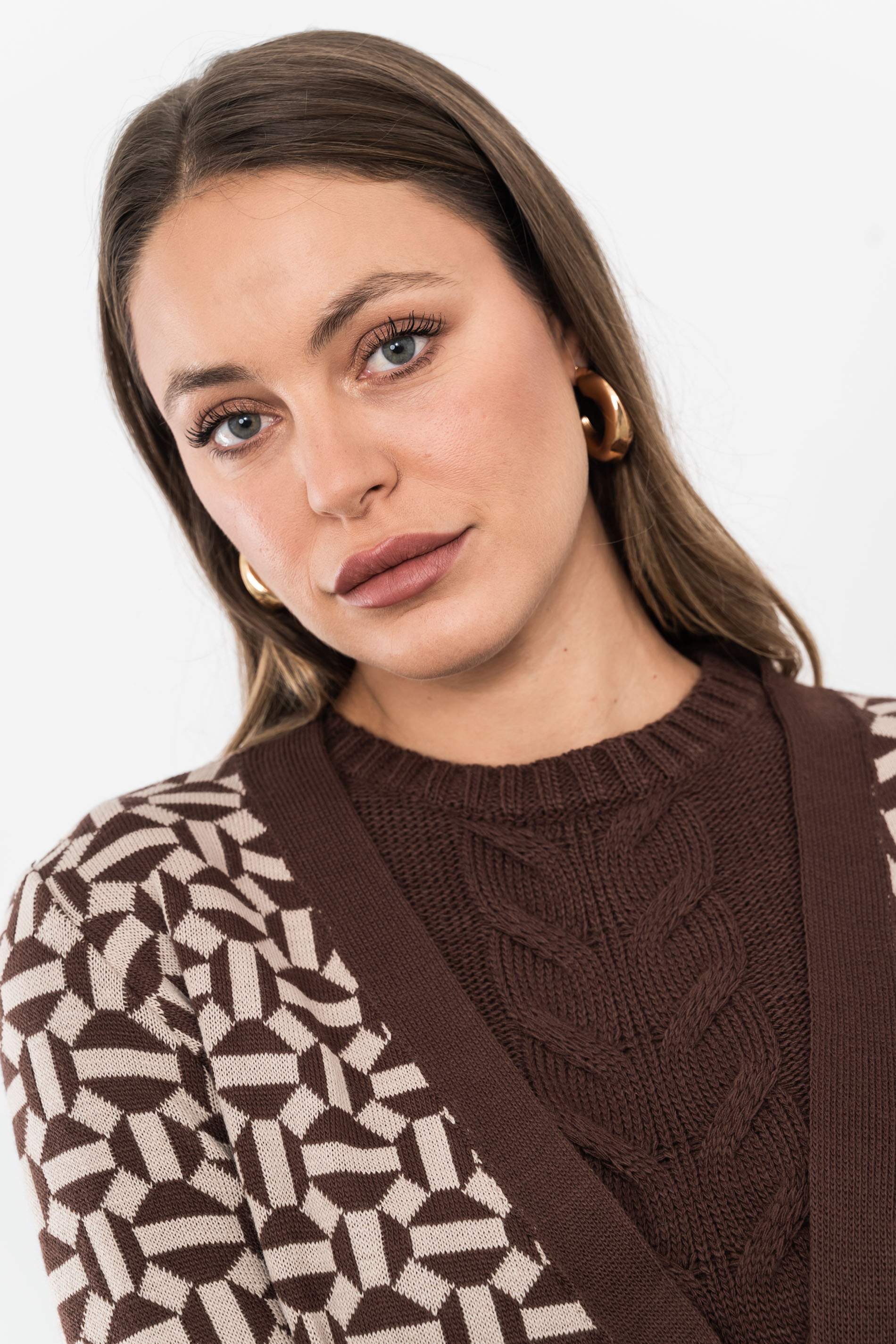 CHAQUETA GEOMÉTRICOS MARRÓN