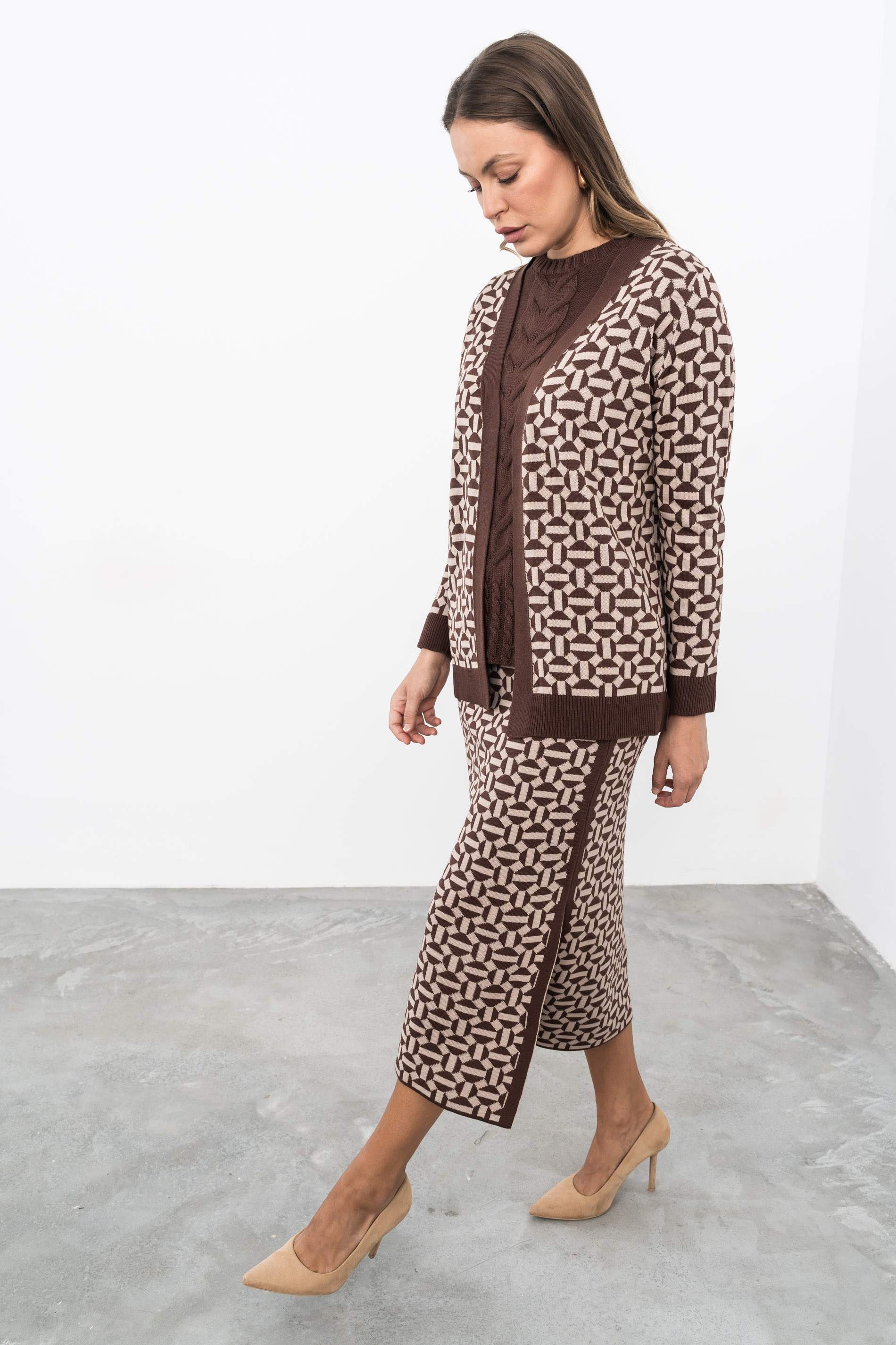 CHAQUETA GEOMÉTRICOS MARRÓN