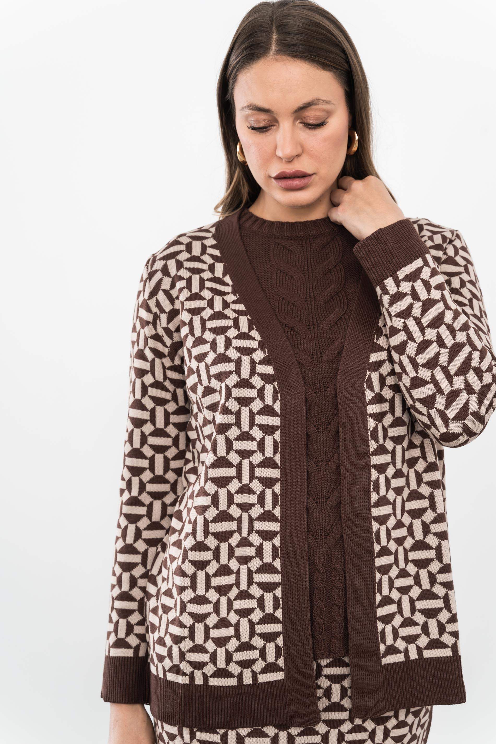 CHAQUETA GEOMÉTRICOS MARRÓN