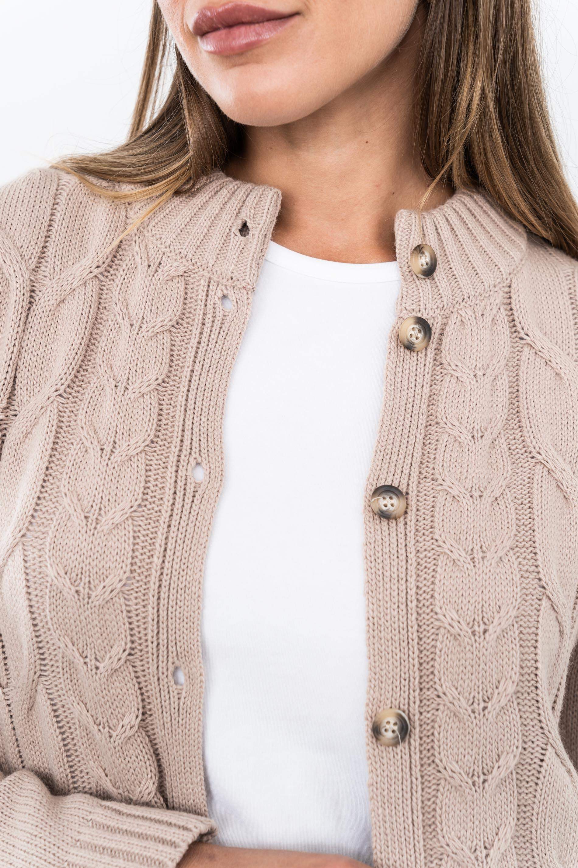 CHAQUETA OCHOS CUELLO TOSTADO