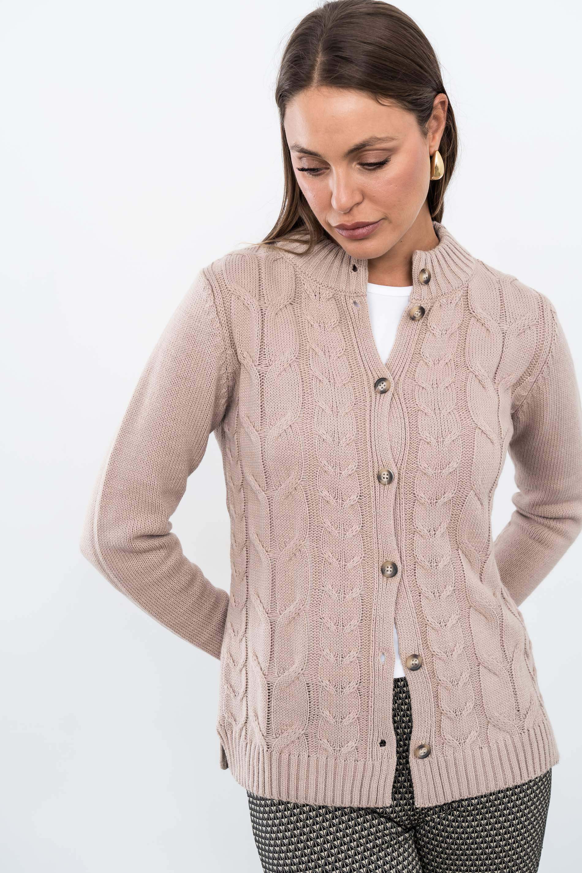 CHAQUETA OCHOS CUELLO TOSTADO