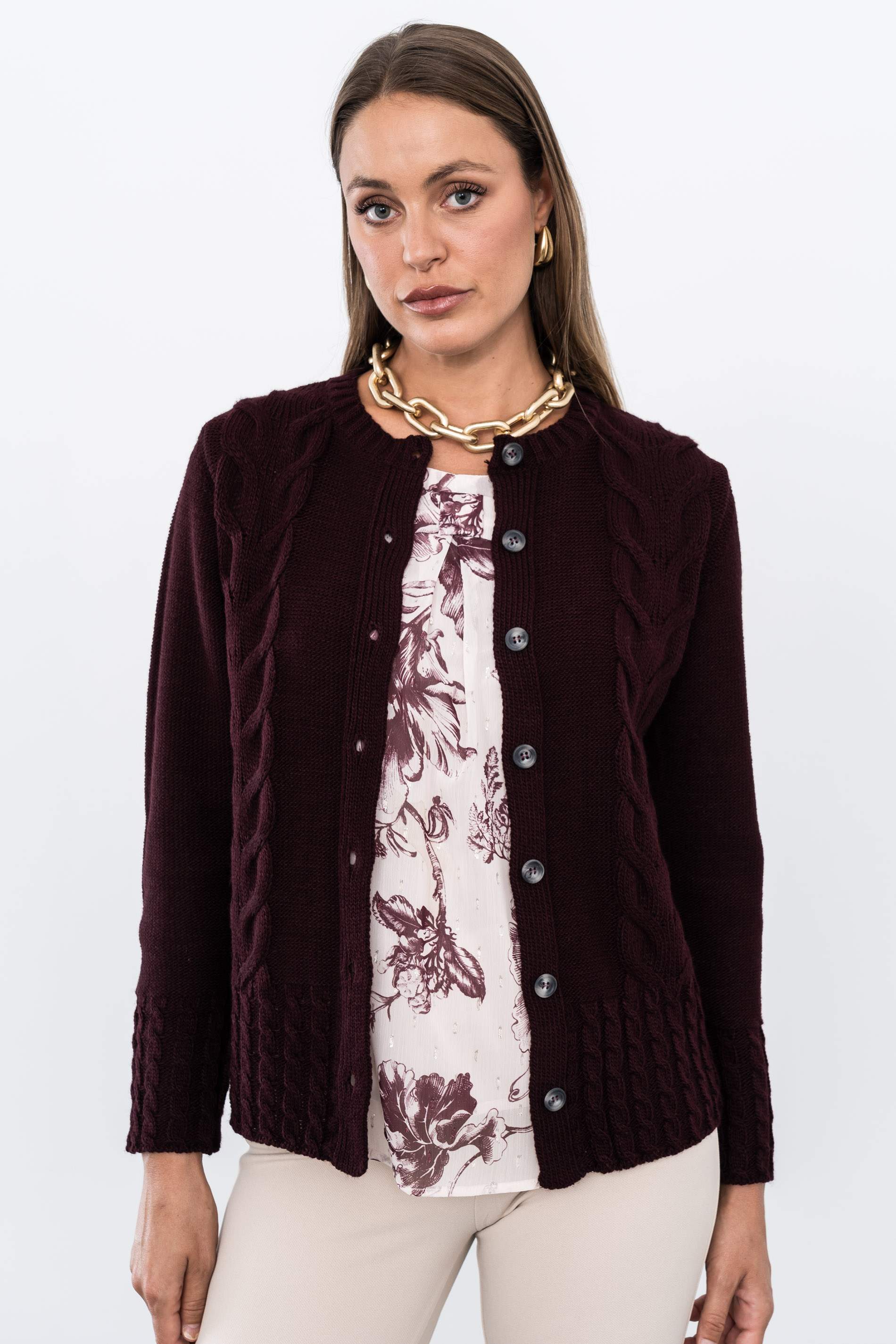 CHAQUETA PUÑOS OCHITOS GRANATE