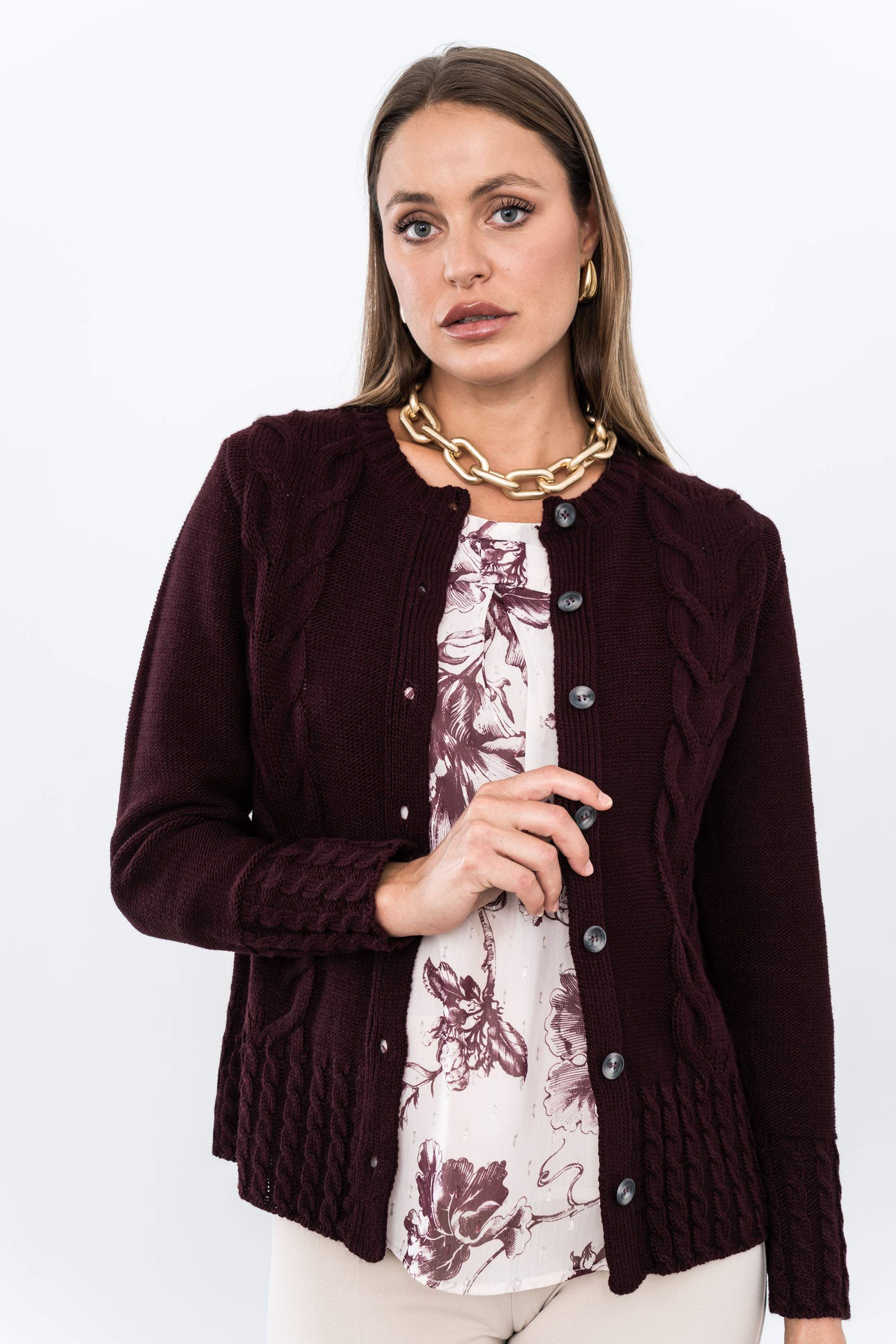 CHAQUETA PUÑOS OCHITOS GRANATE