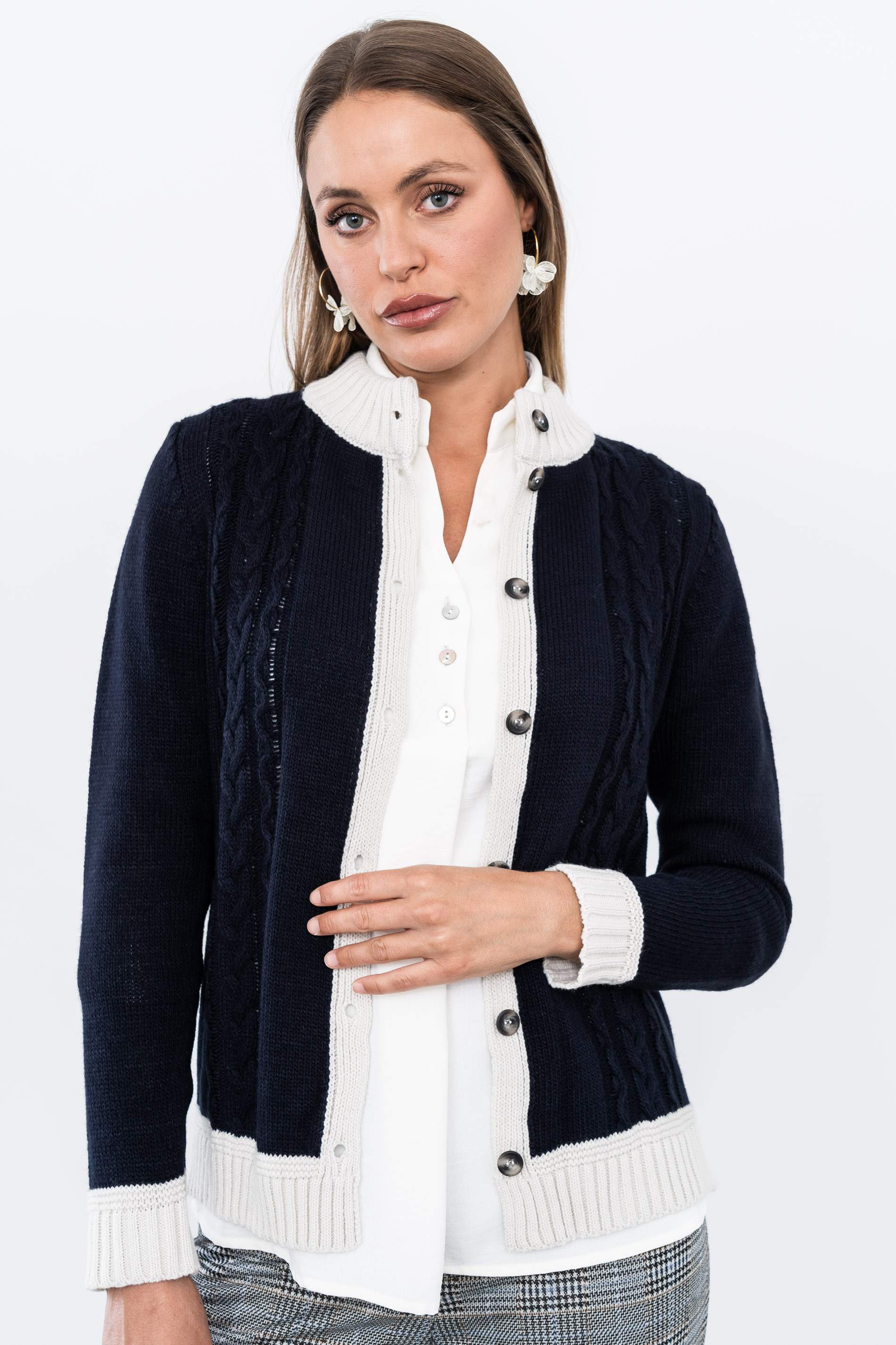 CHAQUETA TIRAS CONTRASTE MARINO