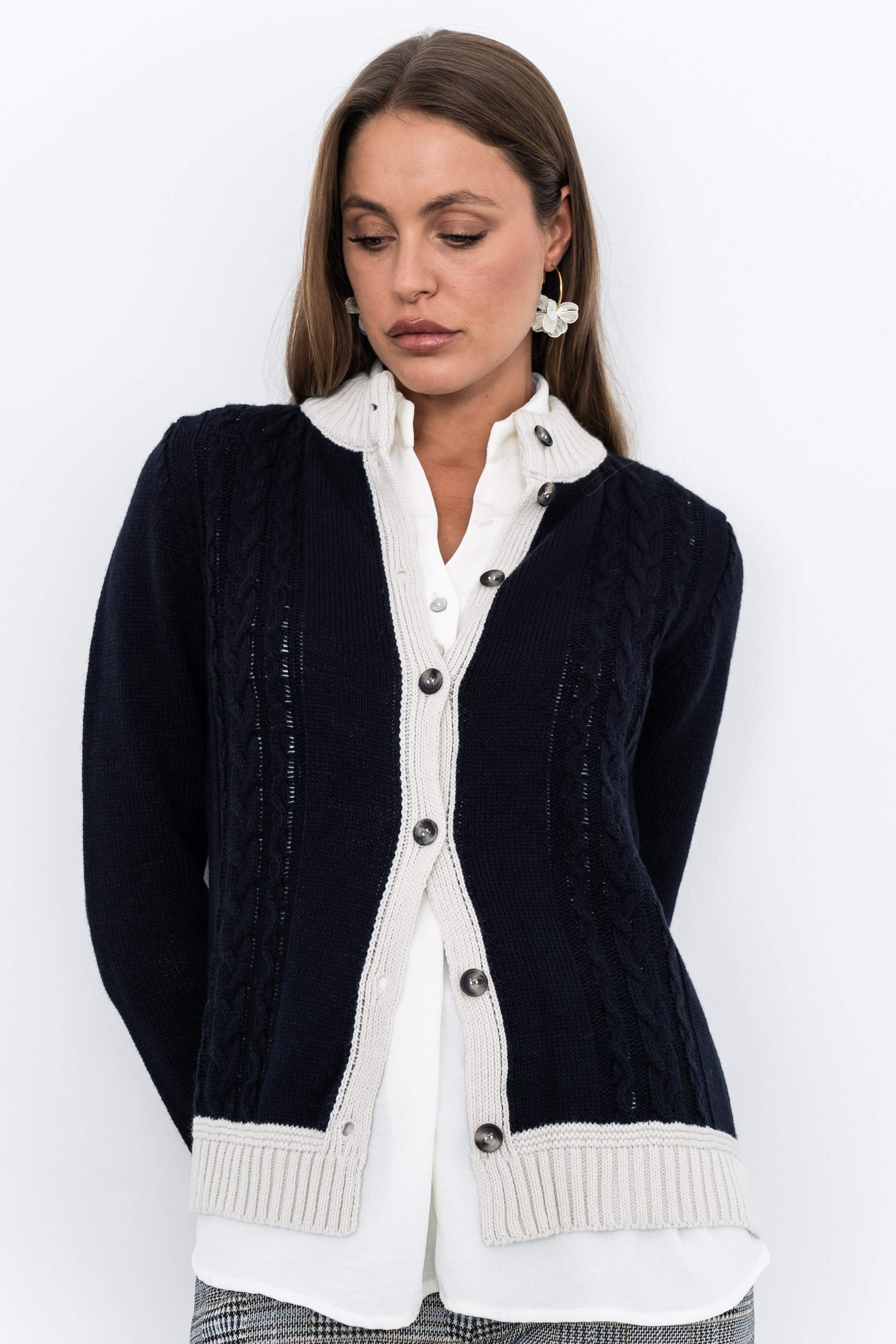 CHAQUETA TIRAS CONTRASTE MARINO