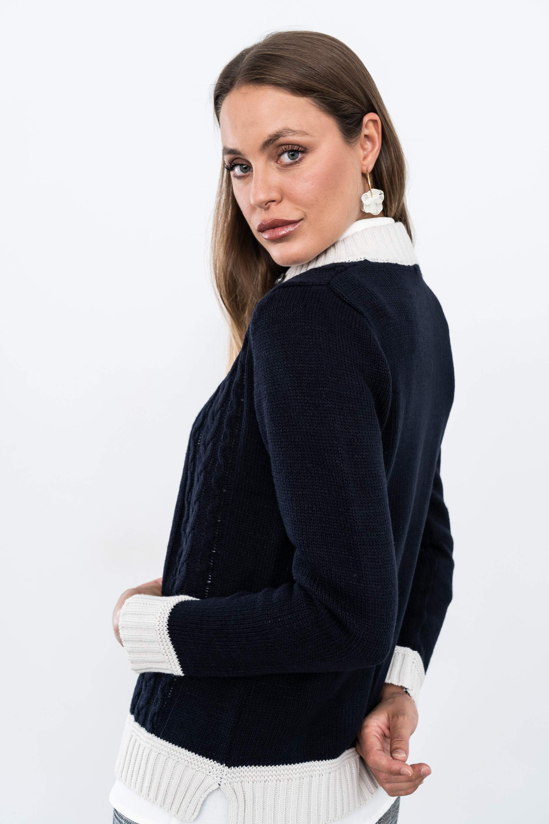 CHAQUETA TIRAS CONTRASTE MARINO