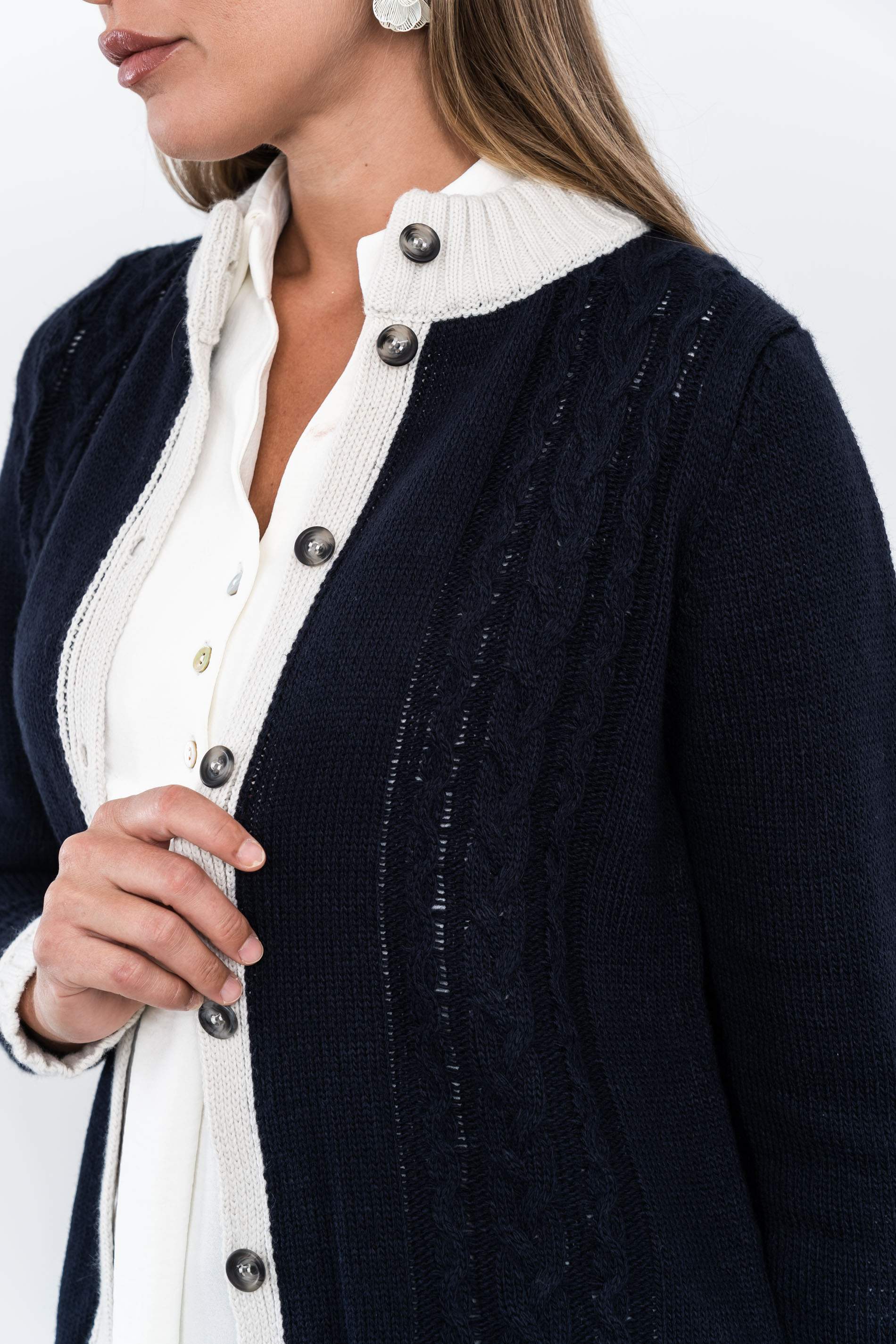 CHAQUETA TIRAS CONTRASTE MARINO