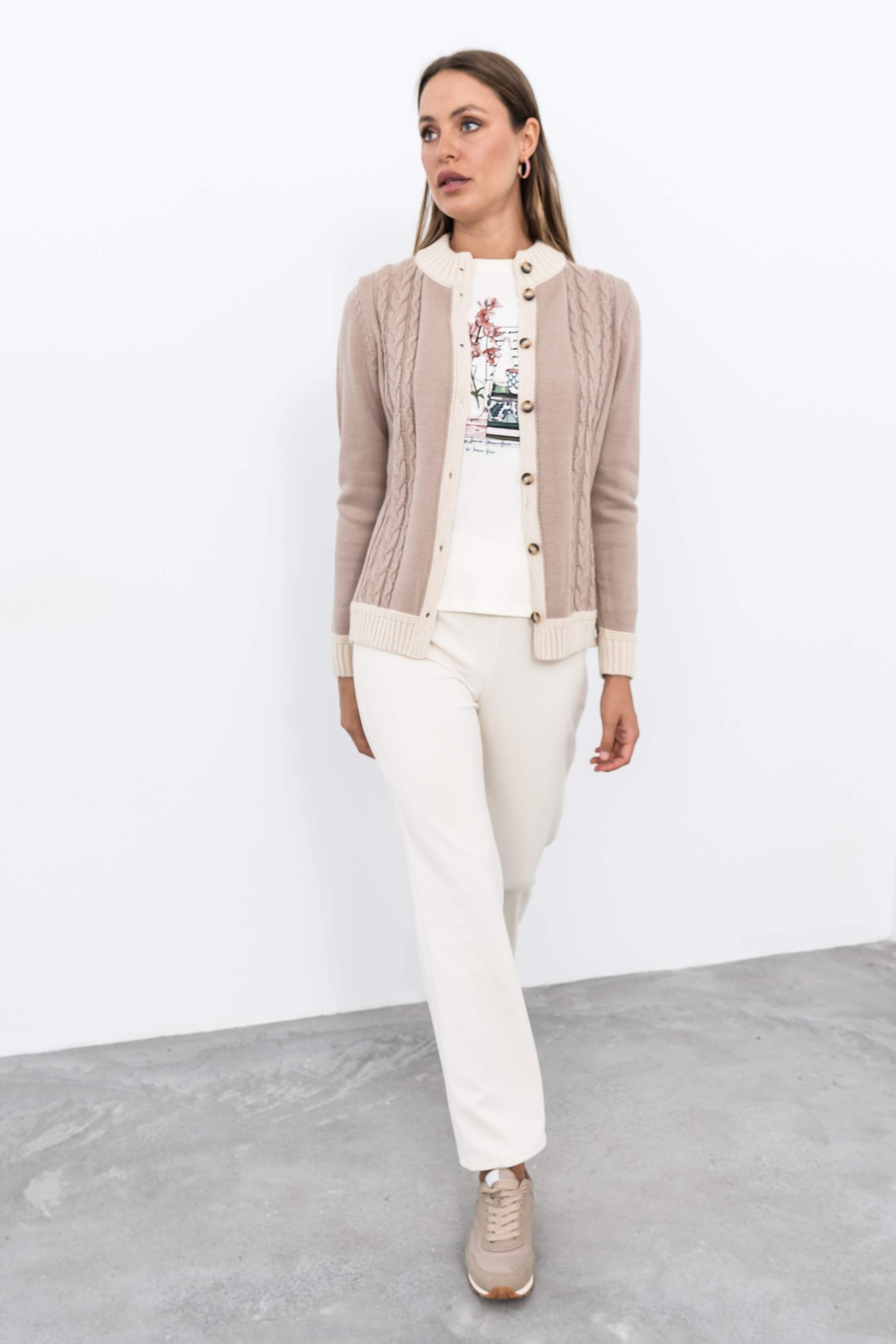 CHAQUETA TIRAS CONTRASTE TOSTADO