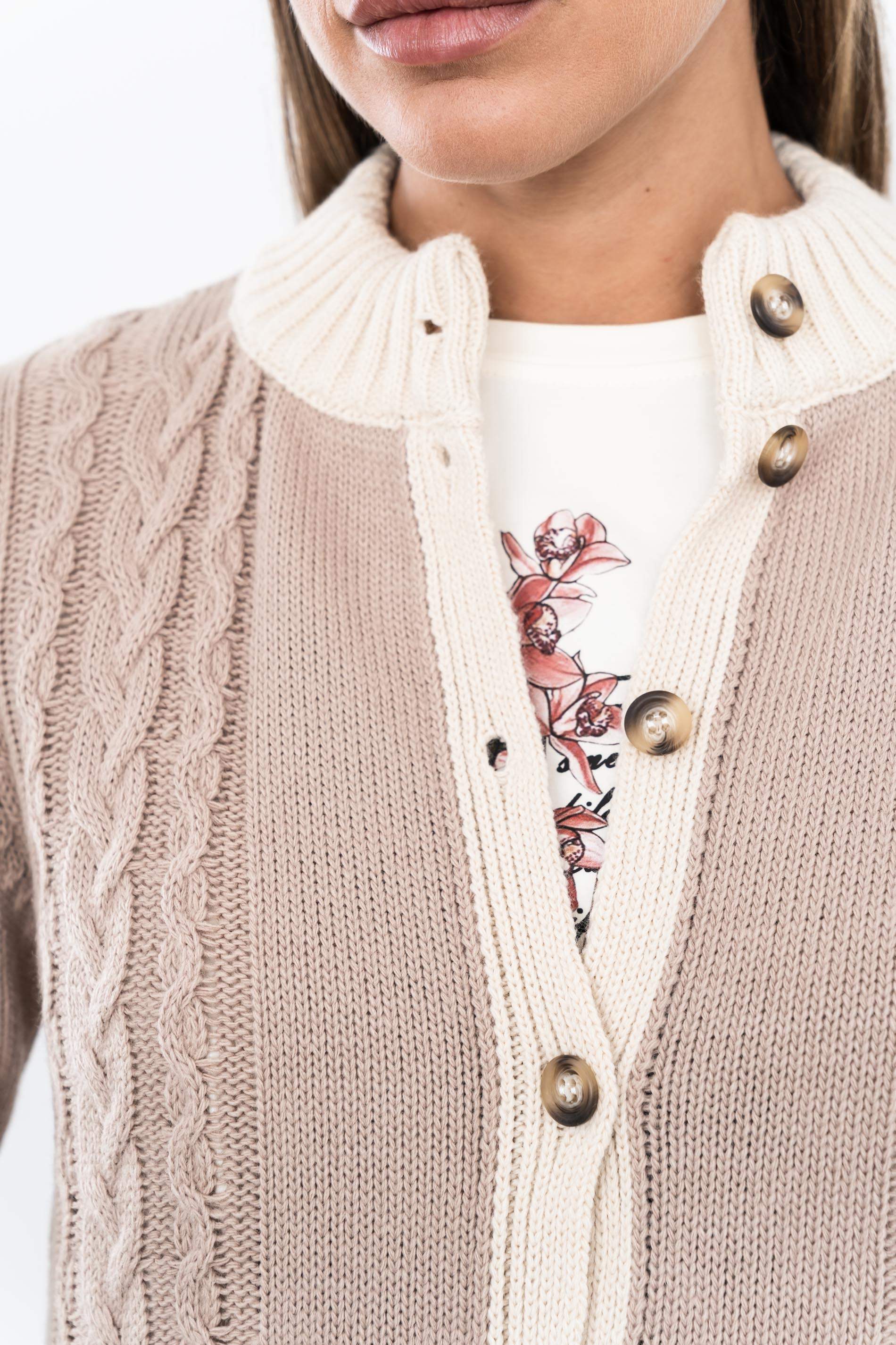 CHAQUETA TIRAS CONTRASTE TOSTADO